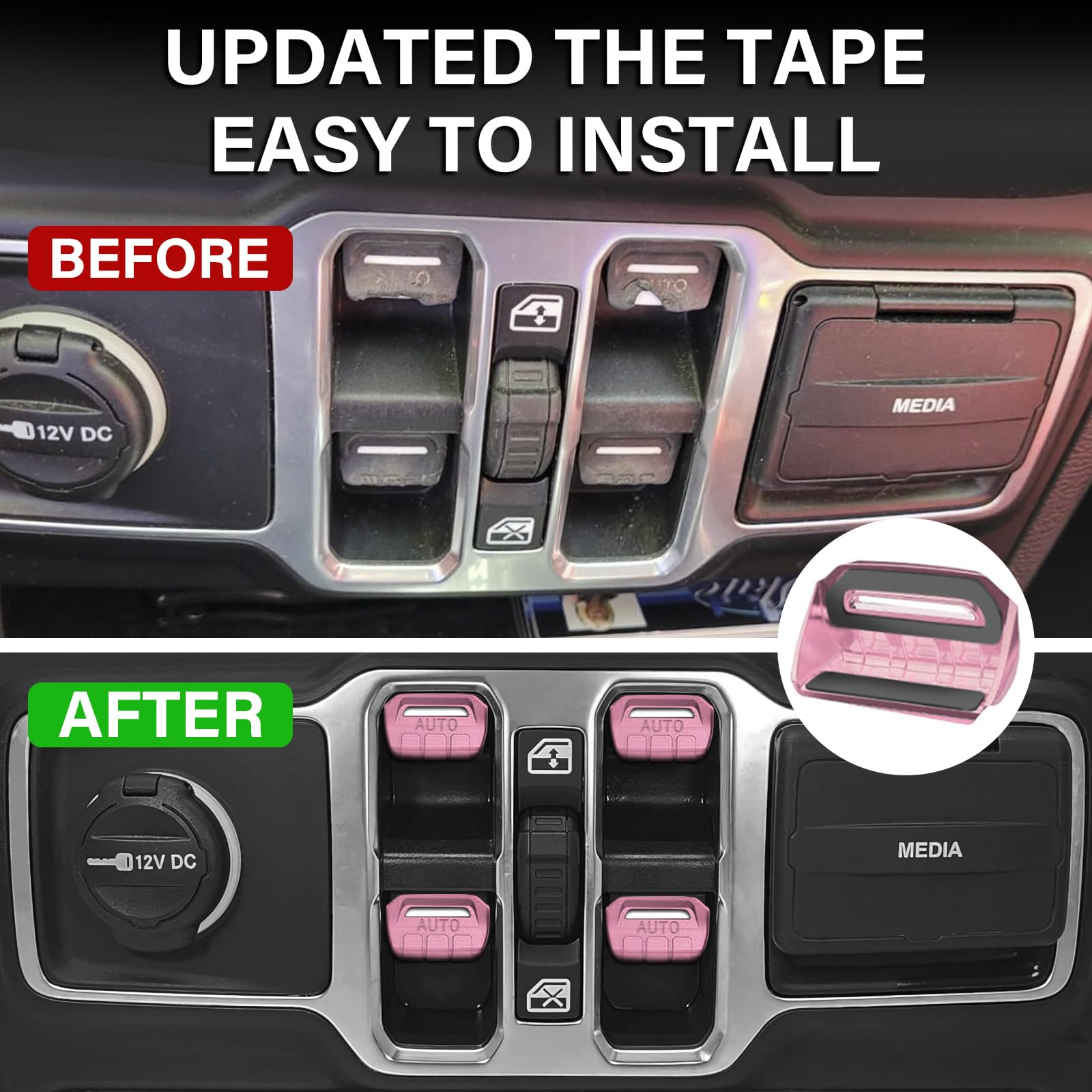 MOCHENT pink AC control knob cover for Gladiator JT improves grip and interior vibe