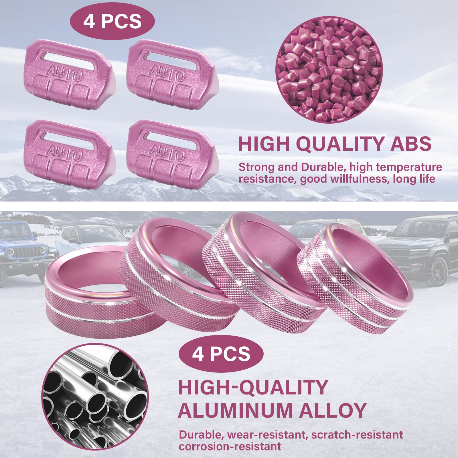 MOCHENT pink window switch knob cover for Gladiator JT complements rugged interior