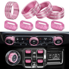 MOCHENT pink 8-piece button knob cover for Jeep Wrangler JL/JLU adds color and protection