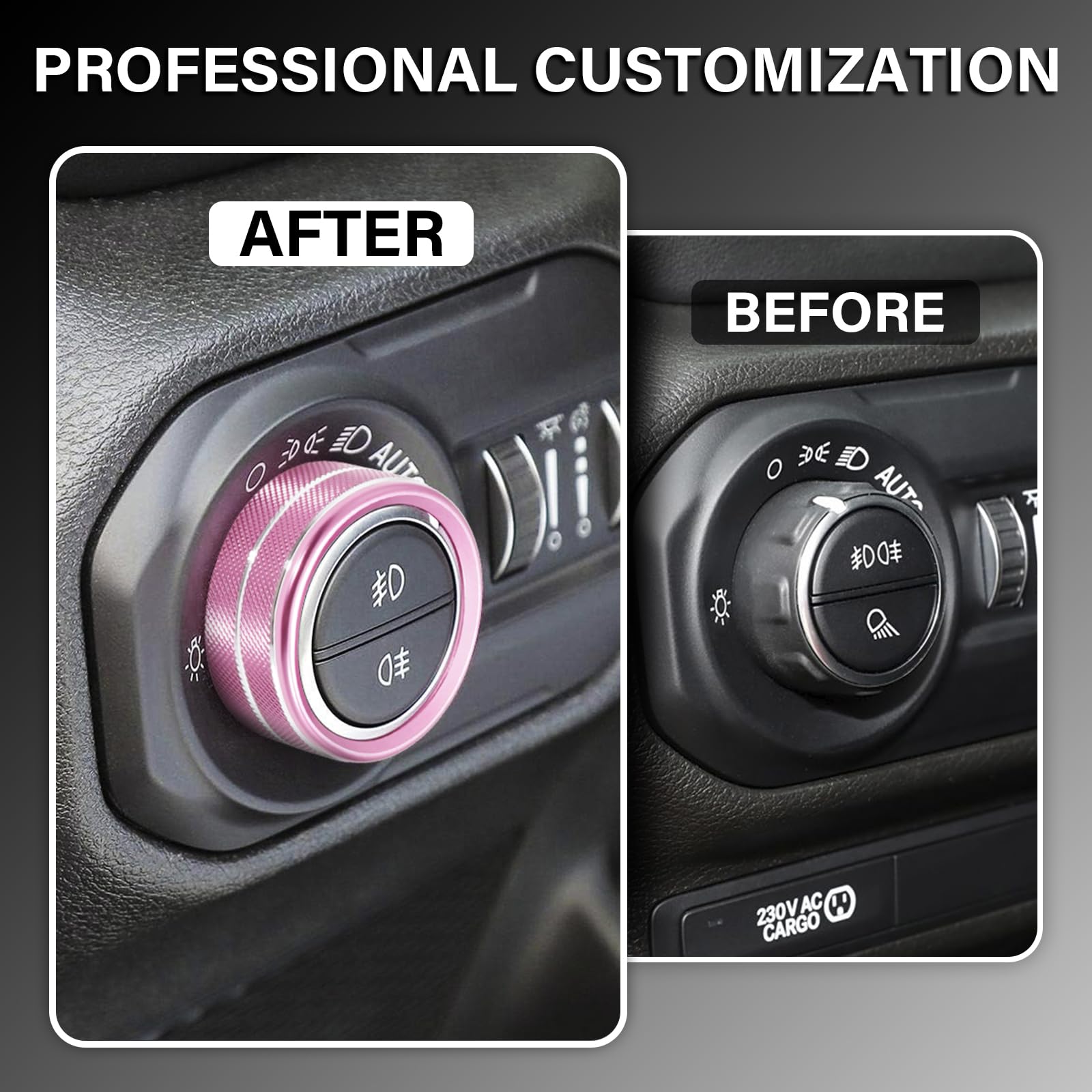 MOCHENT pink window switch knob cover for Jeep Wrangler JL/JLU protects surface and adds color