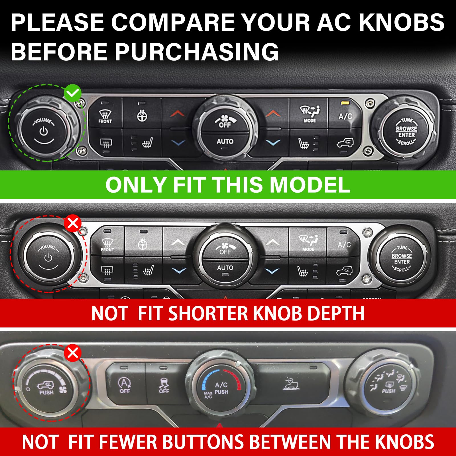 MOCHENT pink AC control knob cover for Jeep Wrangler JL/JLU improves grip and look