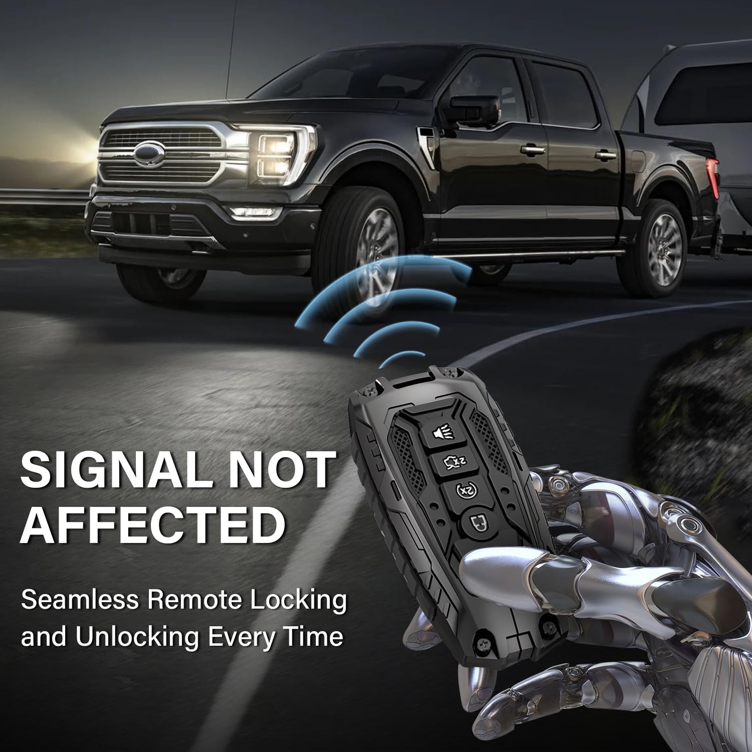 MOCHENT Mech Style glow-in-the-dark buttons enhance night visibility on Ford key fob