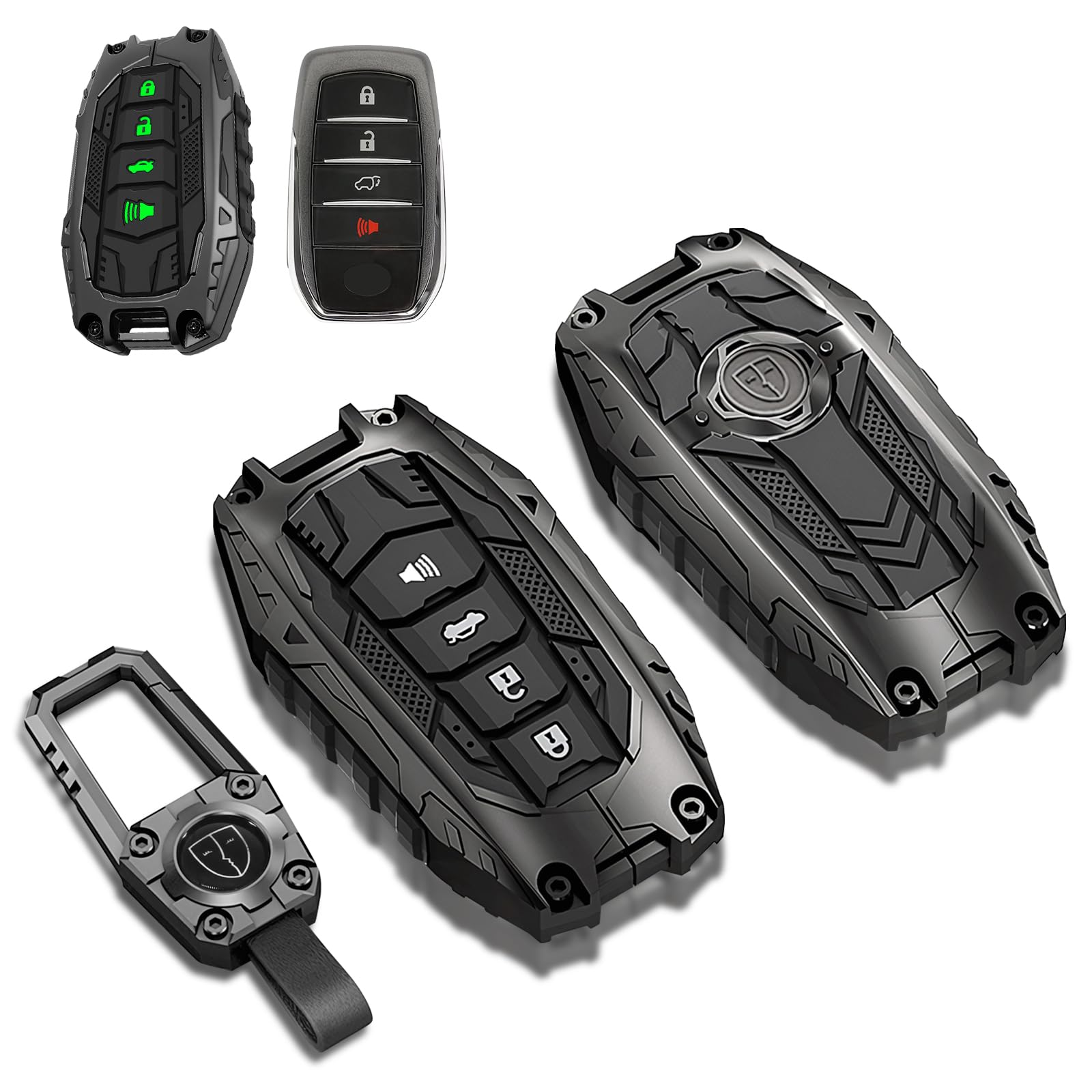 MOCHENT Mech Style gunmetal finish key fob cover protects Toyota Tundra keys from scratches.