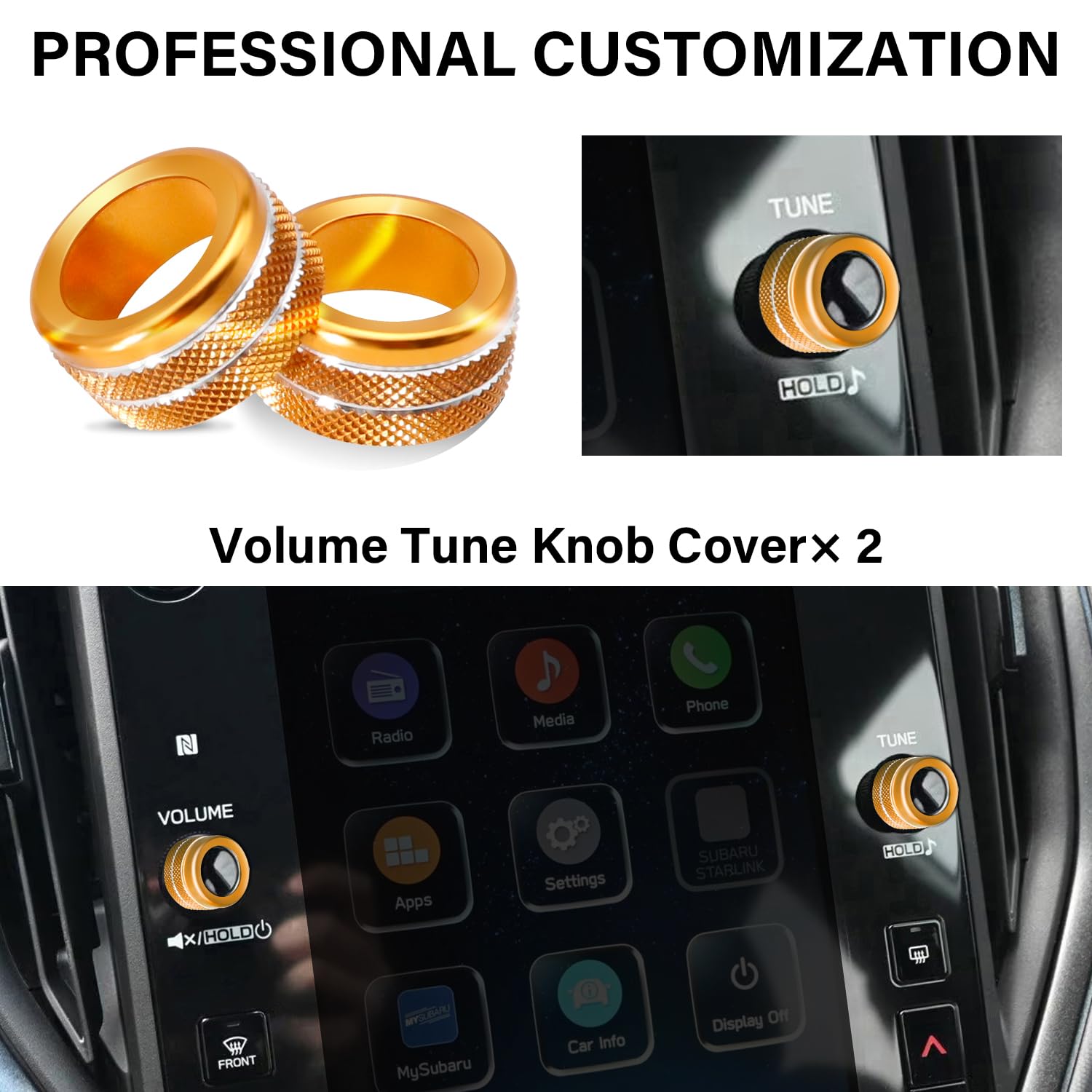 MOCHENT volume tune knob cover in gold enhances grip and interior look.
