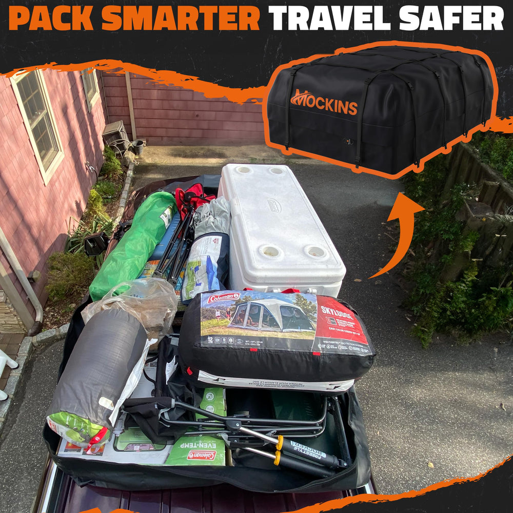 Mockins roof bag reinforced stitching for durability