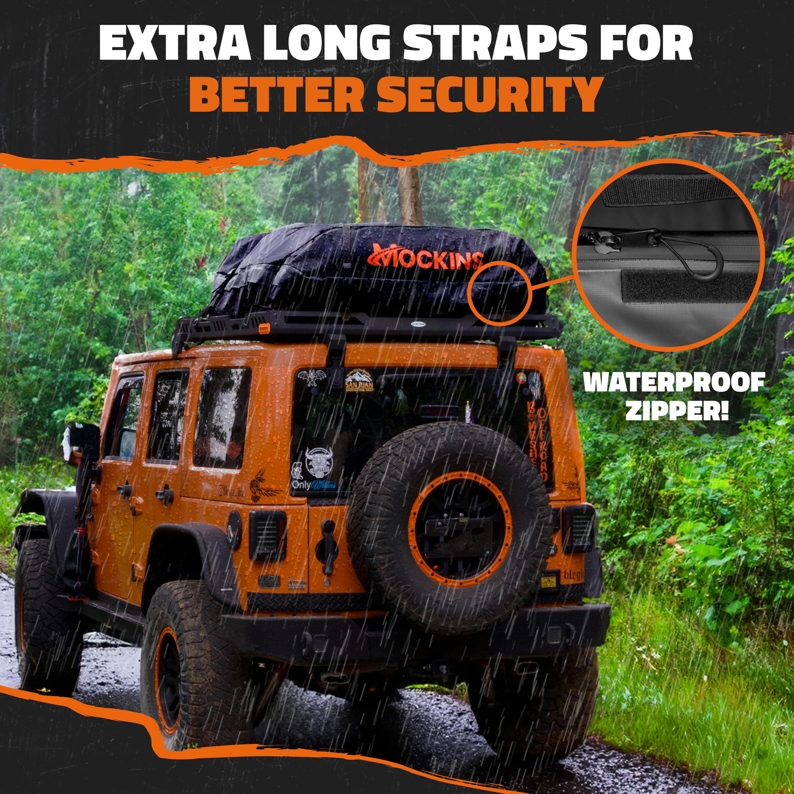 Mockins rooftop cargo bag accessory kit included for easy setup