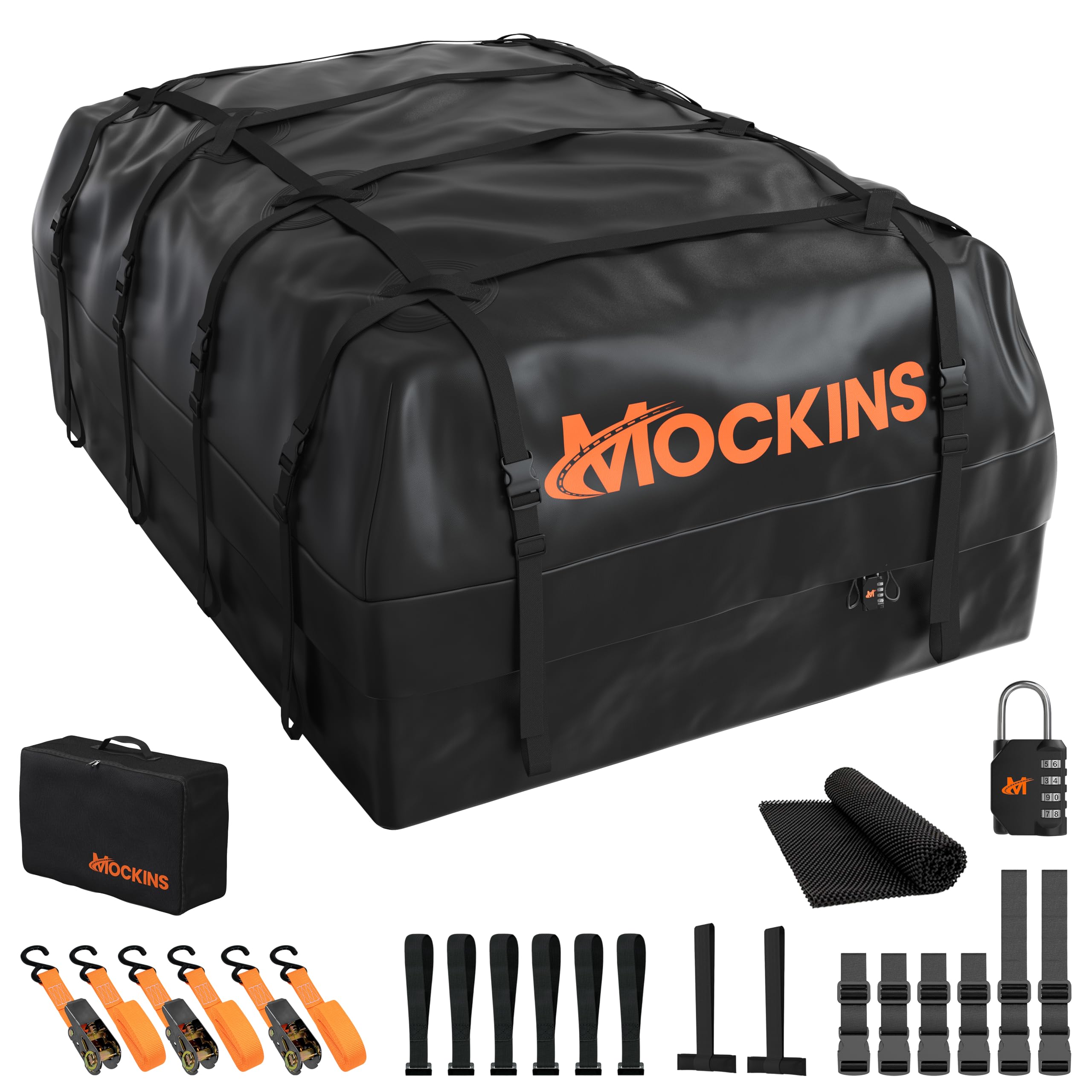 Mockins rooftop cargo bag exterior on car for rugged storage during trips