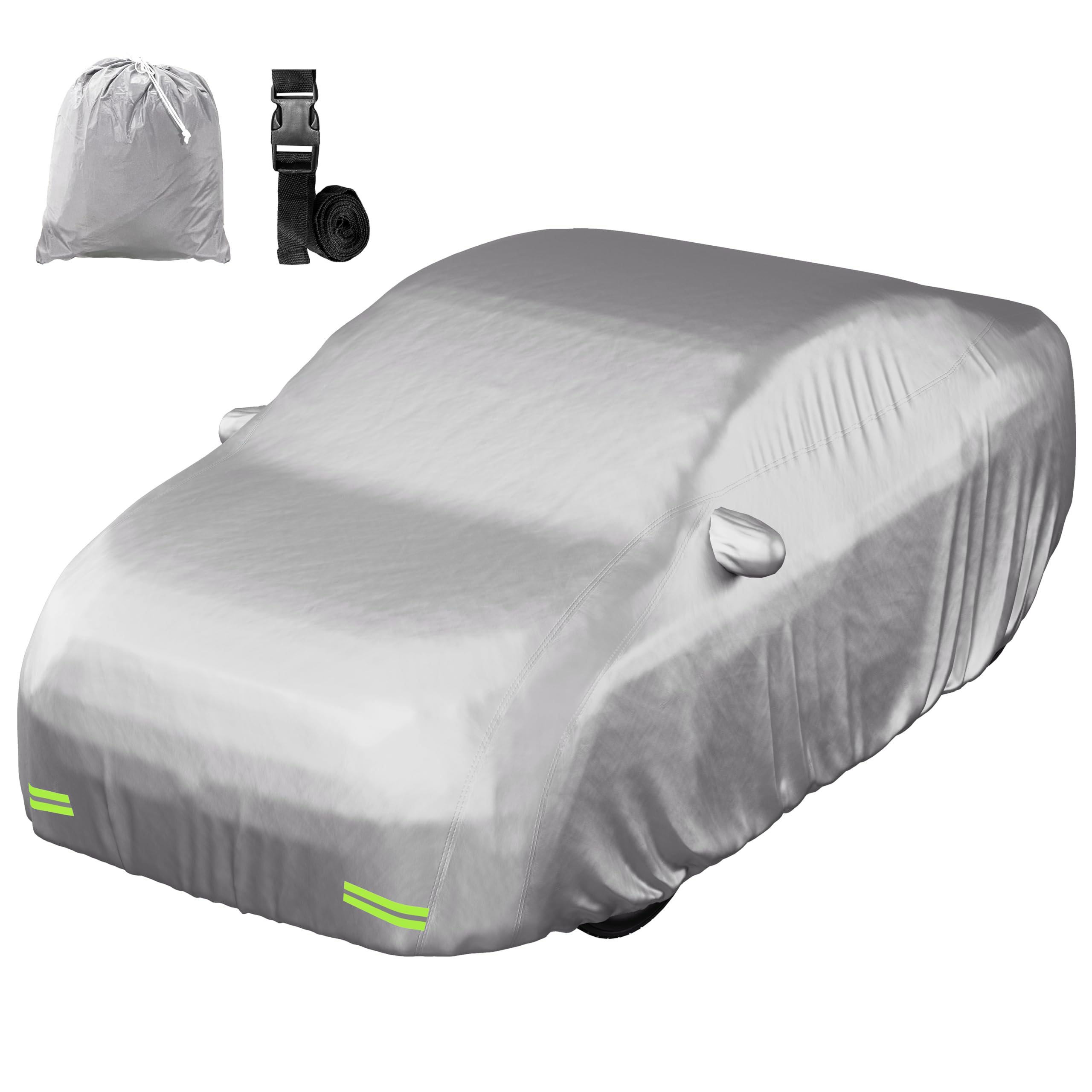 Mockins sedan car cover with straps and reflectors for secure, visible protection.