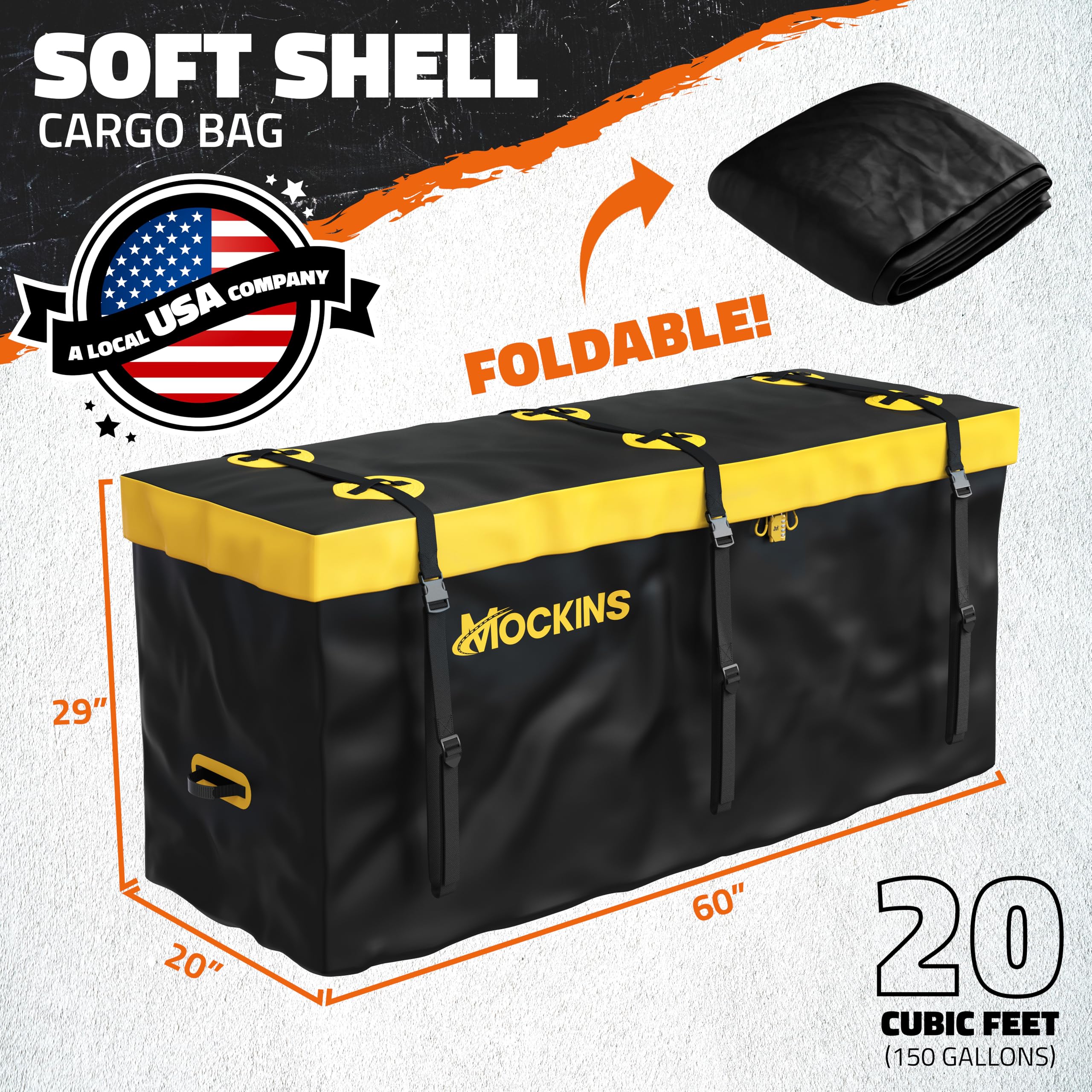 Mockins waterproof cargo bag with reinforced seams protecting gear from rain