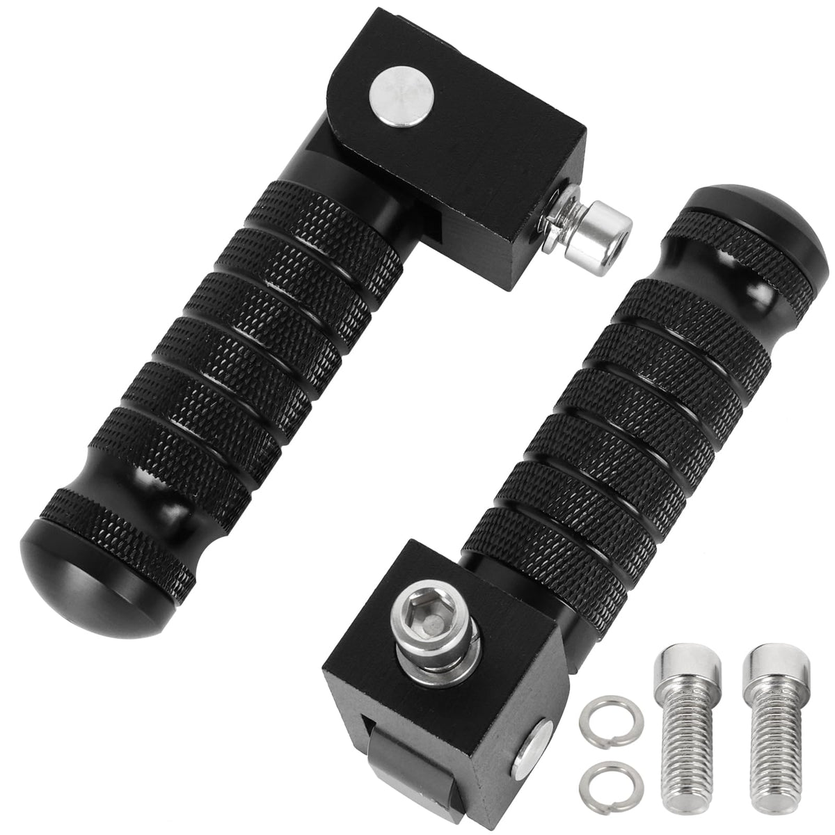 MOCODUO foldable foot pegs 90-degree close-up shows compact design and secure grip