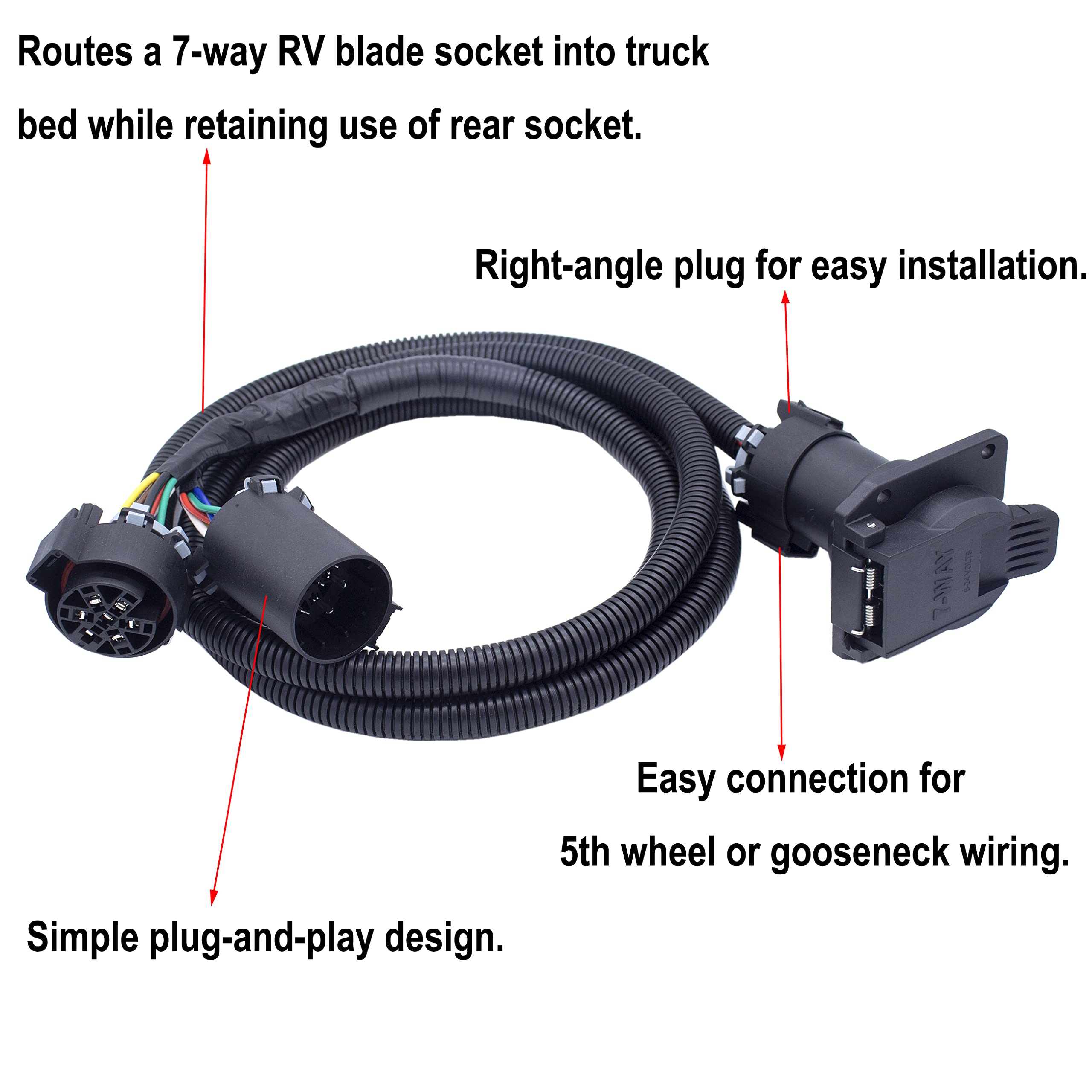 MOCW extension with right-angle plug simplifies plug-and-play trailer connections.