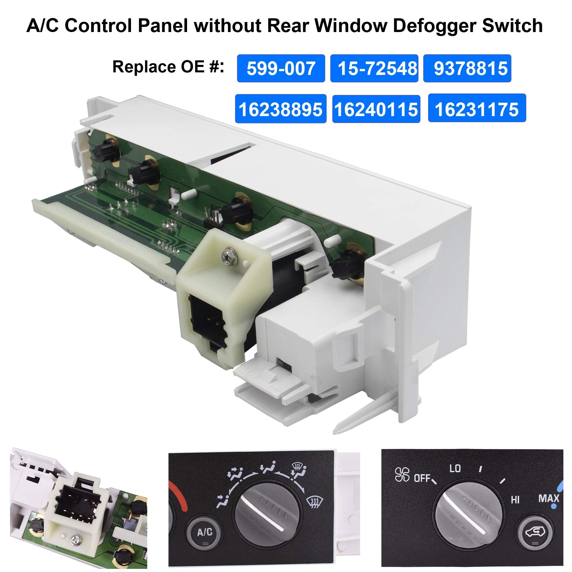 MOCW AC Heater Control Panel buttons closeup shows precise controls for easy use.