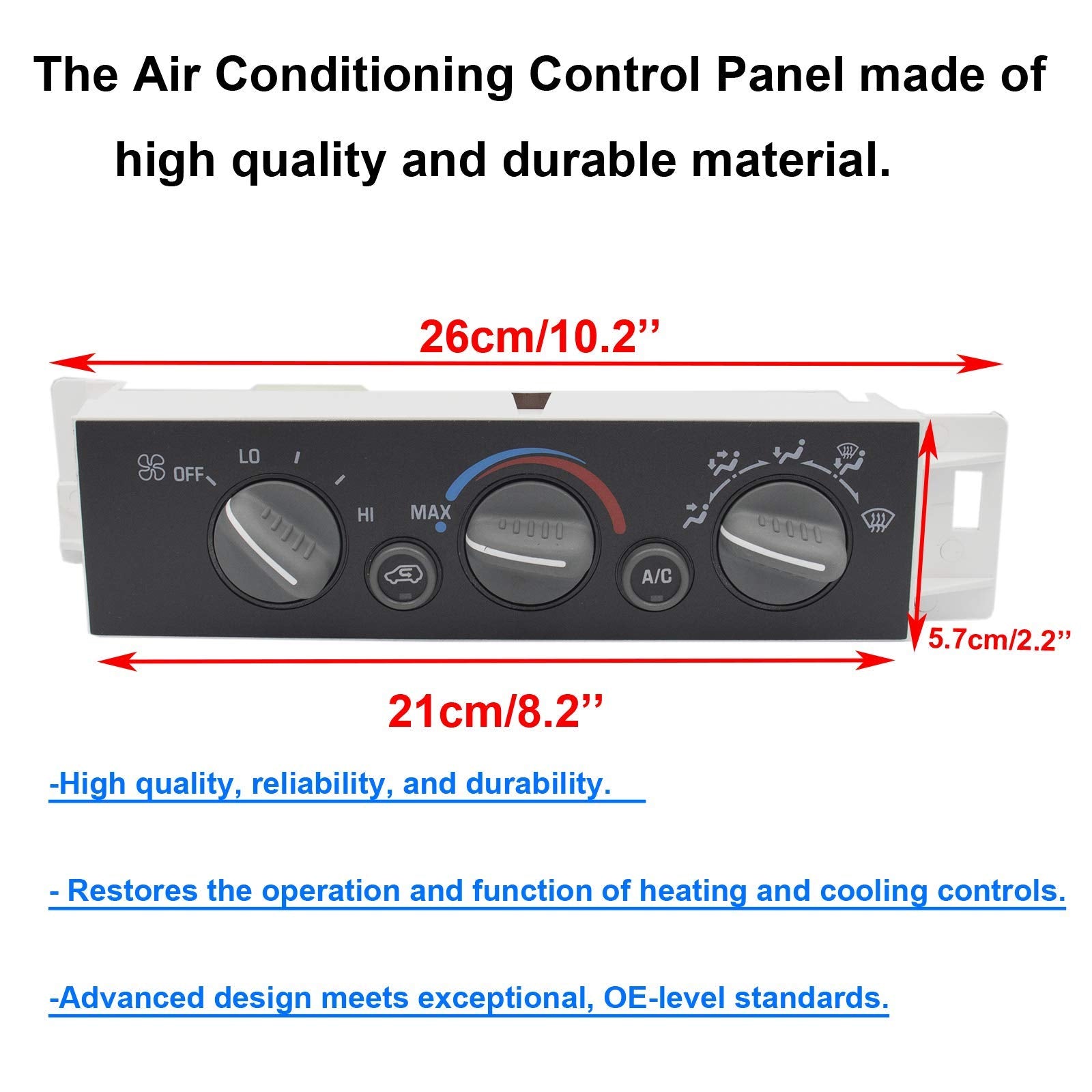 MOCW AC Heater Control Panel compatible with Chevy/GMC models from 1996–1999.