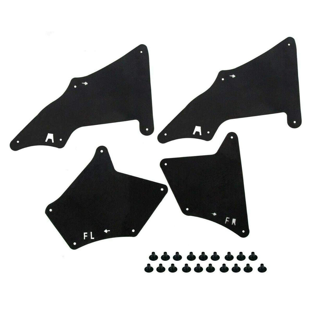 MOCW splash shield front-left protects underbody from mud and gravel.