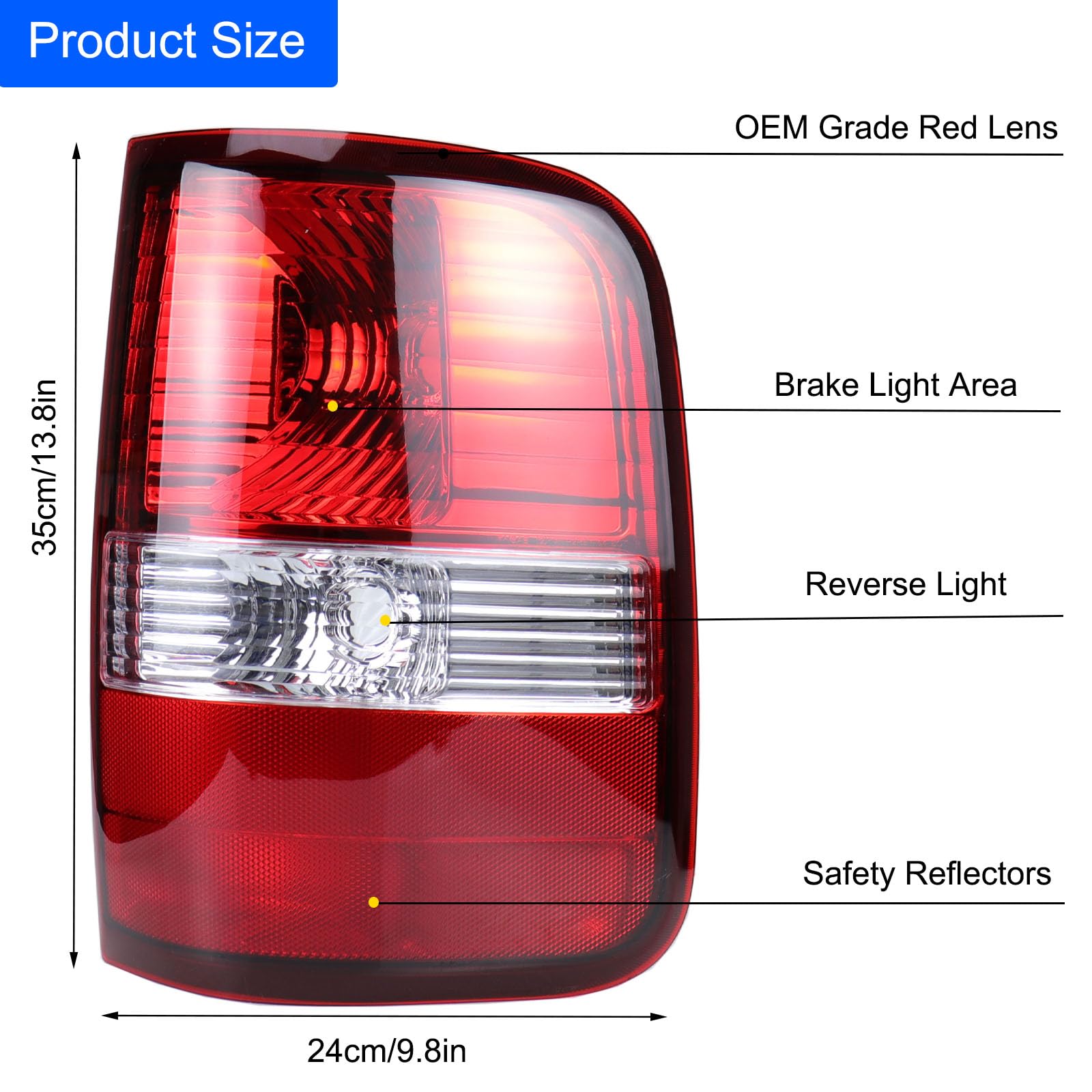 MOCW tail light right rear red lens improves signaling and safety.