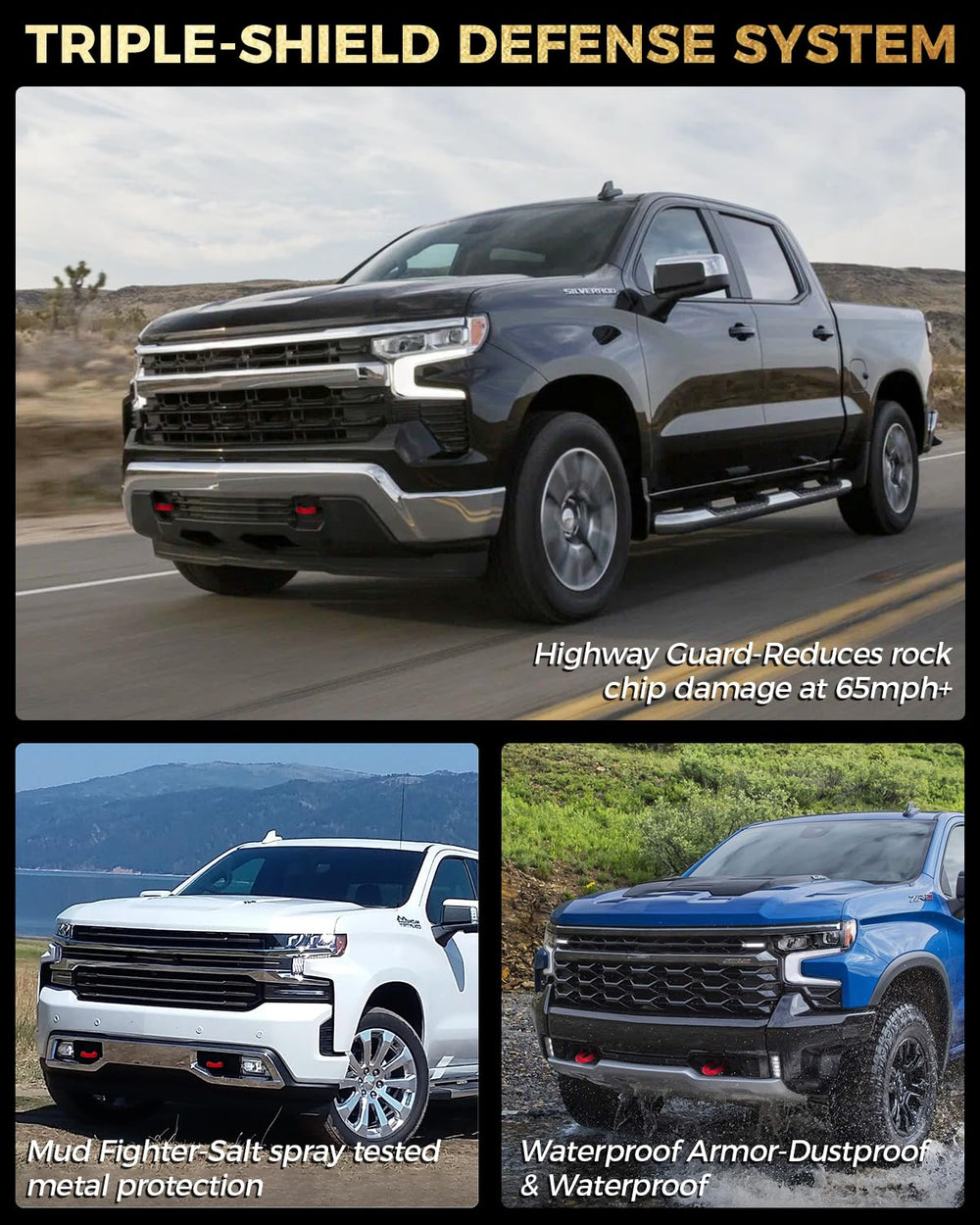 MODELAUTO Silverado custom-pattern tow hook cover adds signature style.