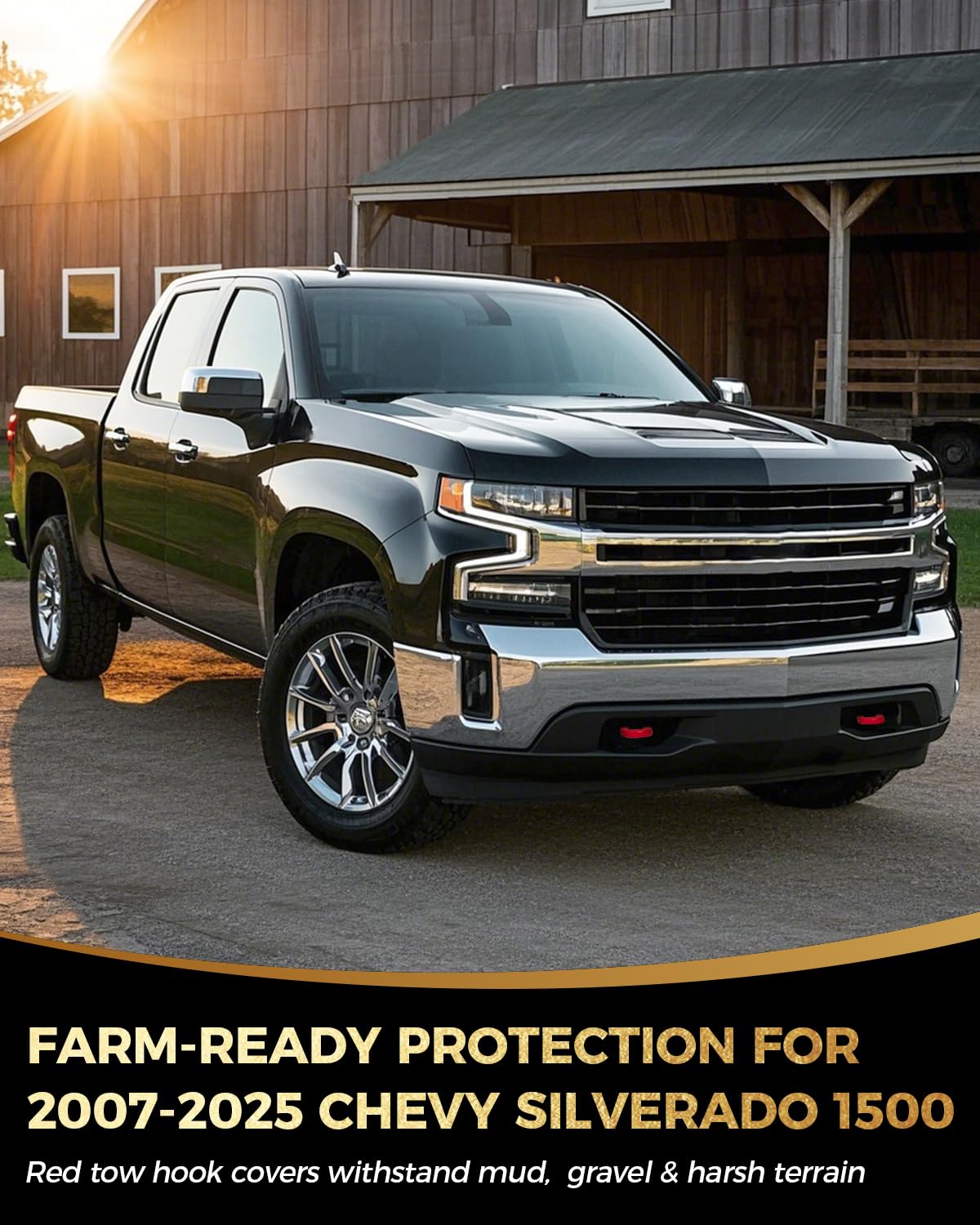 MODELAUTO Silverado tow hook cover snap-on install for quick front-end upgrade.