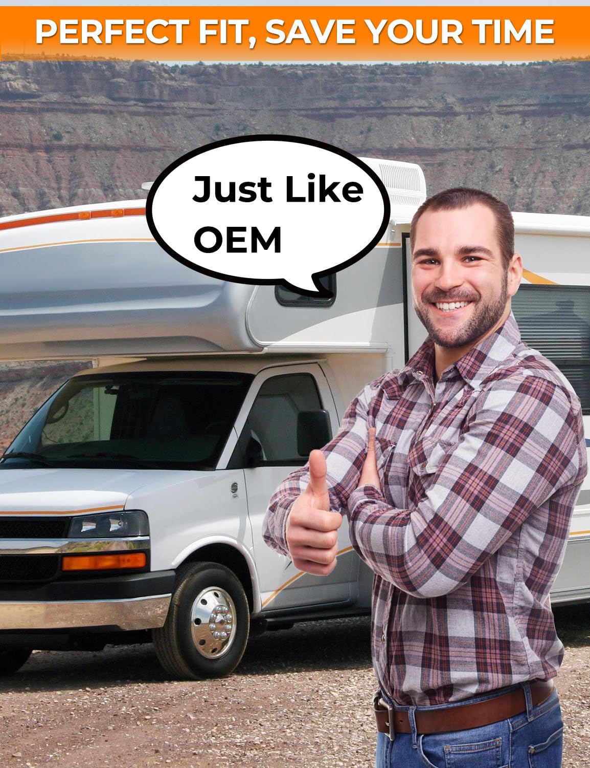 MODELAUTO RV hose storage cover in use on a bumper