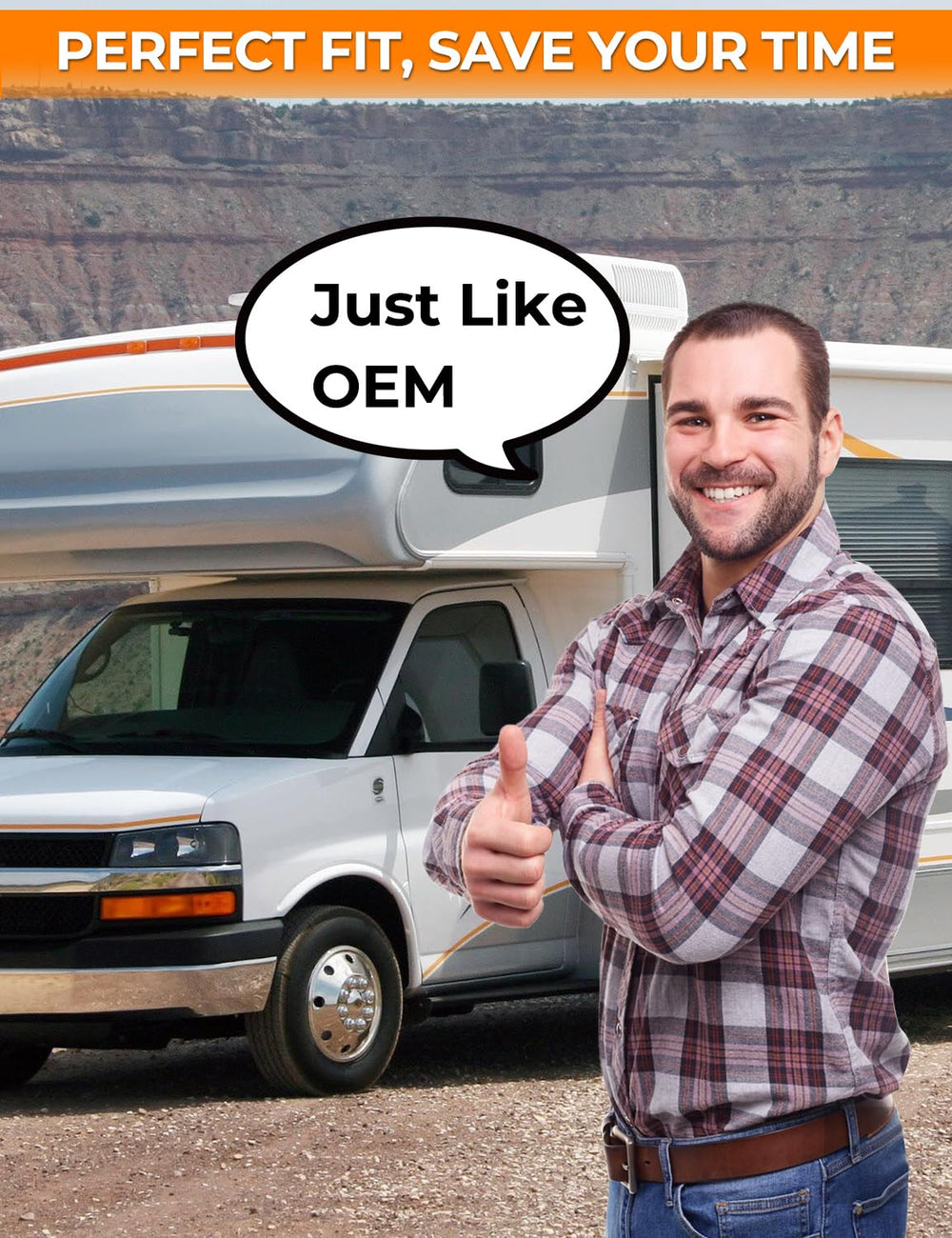 MODELAUTO RV hose storage cover in use on a bumper