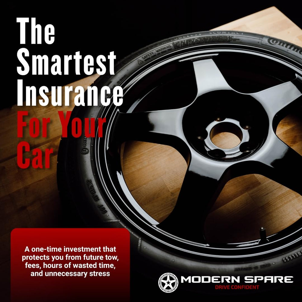 Modern Spare Model Y jack and tools for a confident tire change.