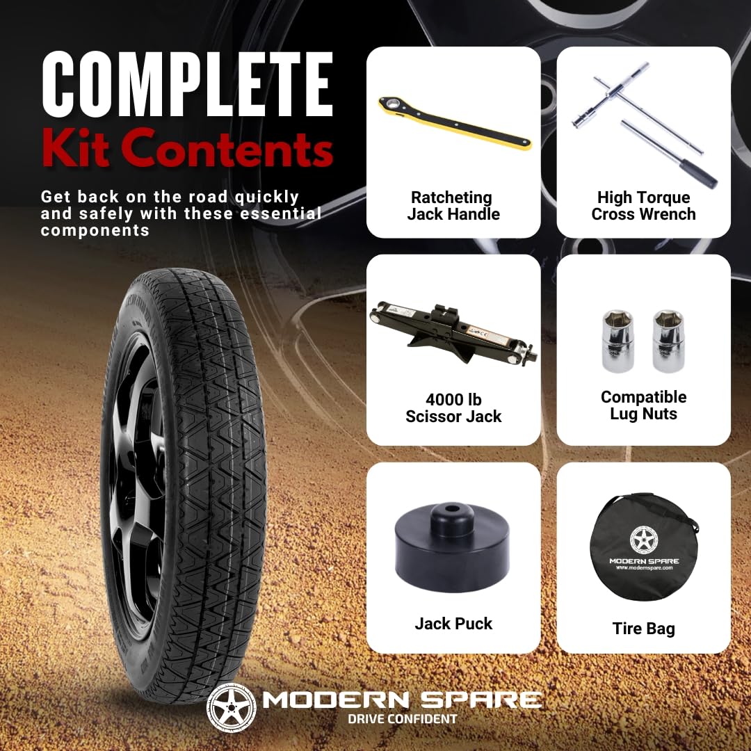 Modern Spare Model Y spare tire shown for emergency replacement.