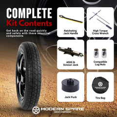 Modern Spare Model Y spare tire shown for emergency replacement.