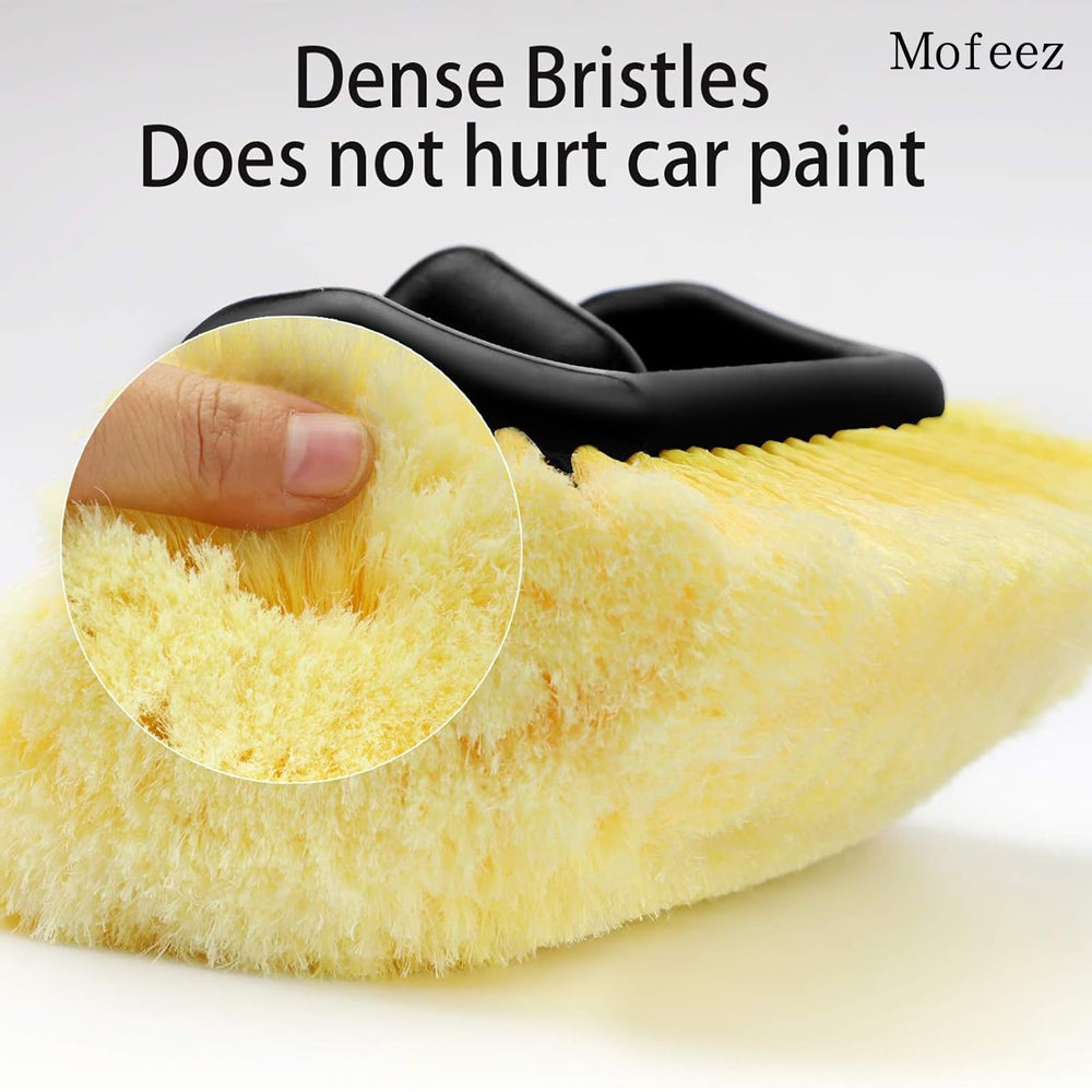 MOFEEZ flow-through brush disperses water to flush dirt as you rinse.