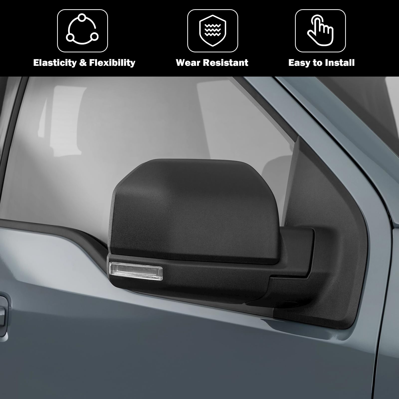 MOFOAP passenger-side mirror cap detail, precise fit for 2015–2020 F-150 models.