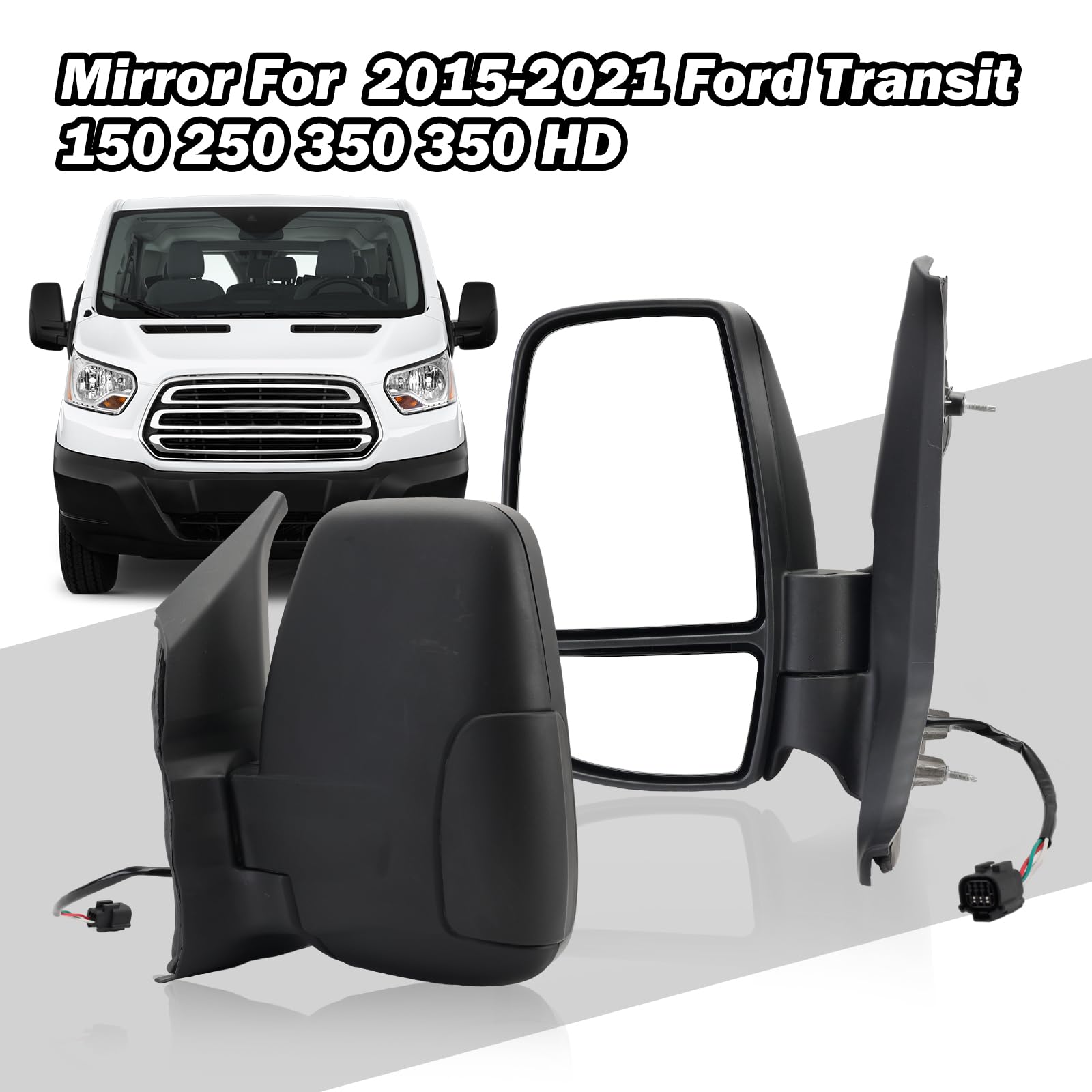 MOFOAP direct replacement mirrors fit seamlessly on Ford Transit vehicles.