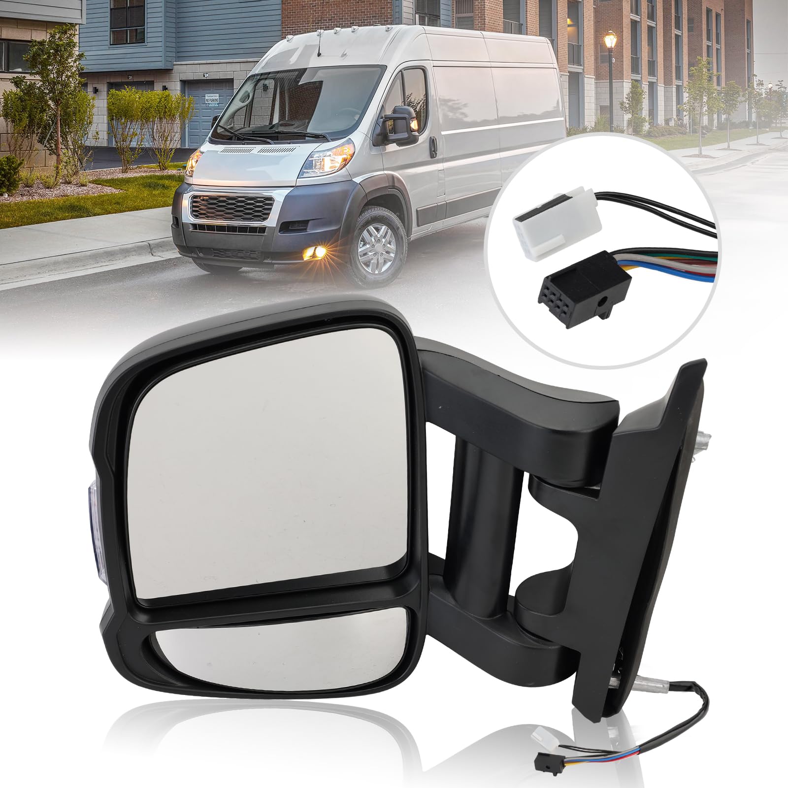 MOFOAP left-side mirror for RAM ProMaster with long arm enhances field of view