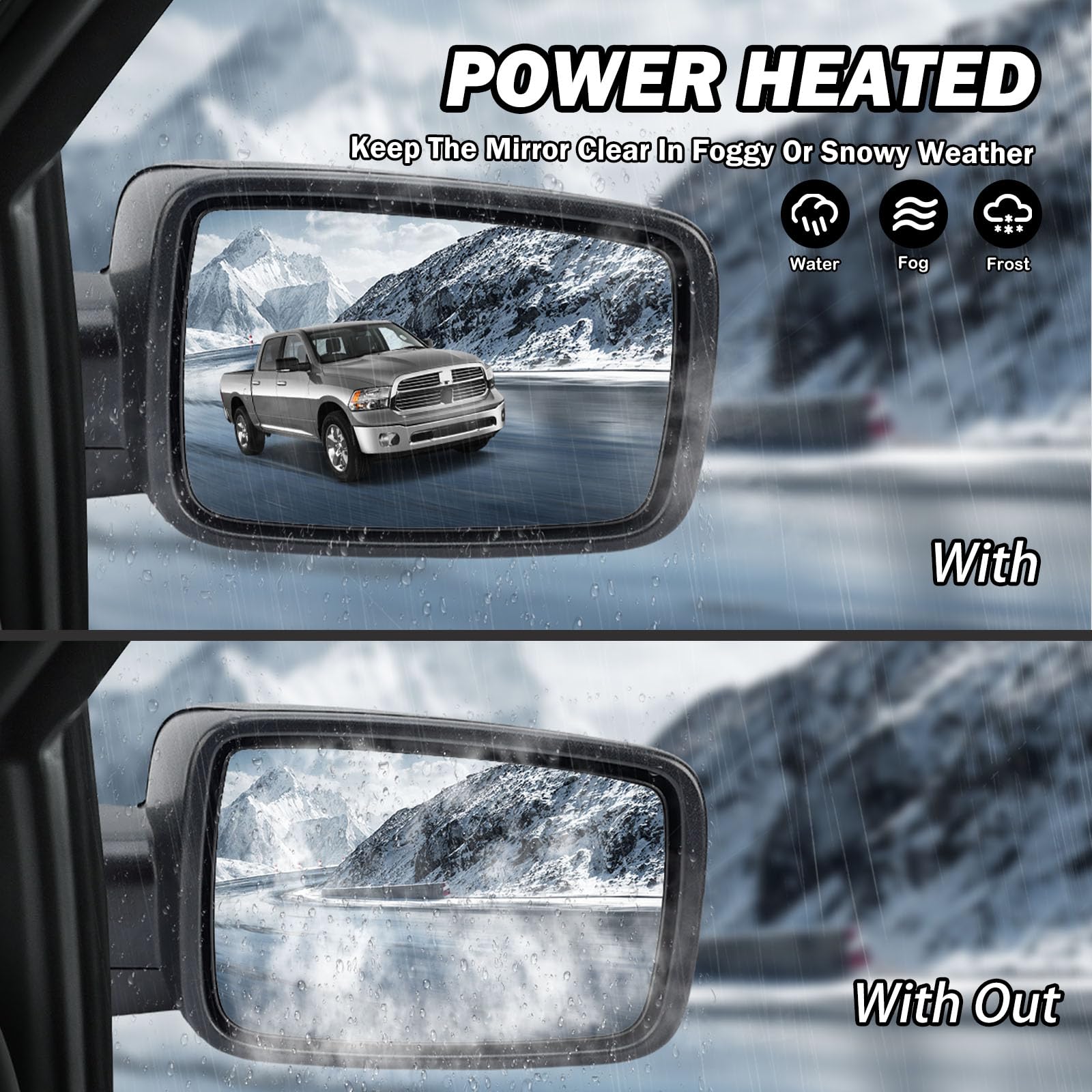 MOFOAP heated Ram mirror for clear visibility in cold weather