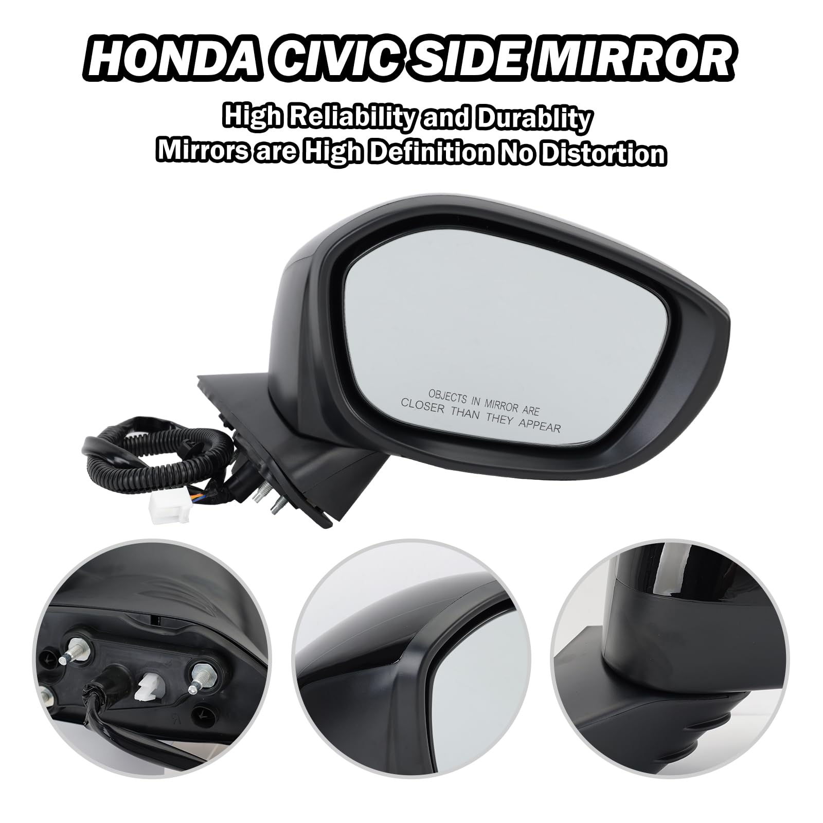 MOFOAP Honda Civic 2022-2025 mirror with power glass for clear daytime viewing.