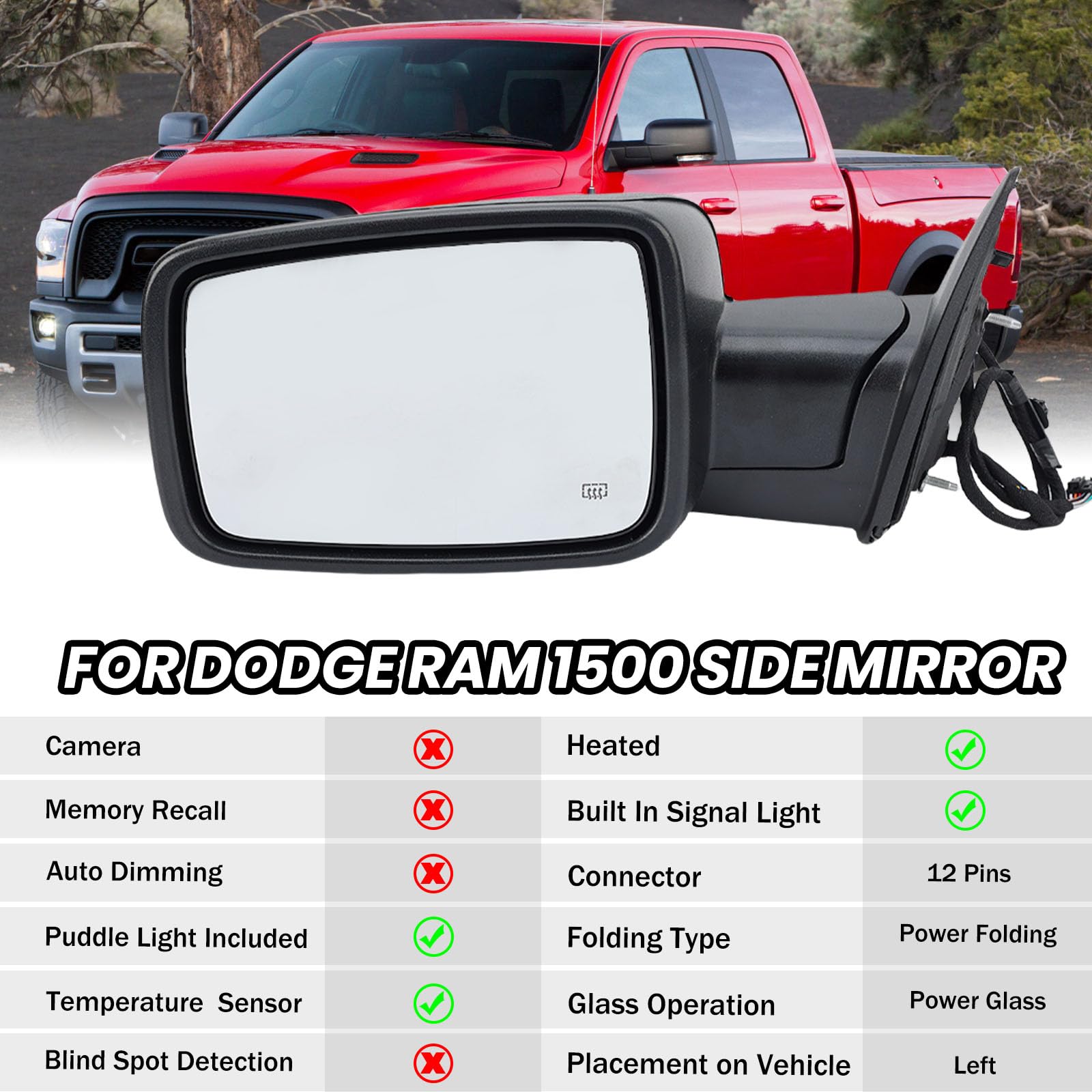 MOFOAP Ram mirror with LED turn signal for added signaling