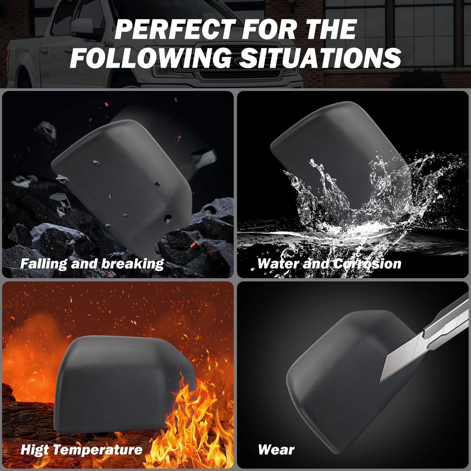 MOFOAP passenger-side mirror cap, easy installation without tape, saves time.