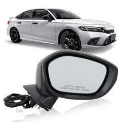 MOFOAP right passenger mirror for Honda Civic, front view enhances visibility and precise fit.