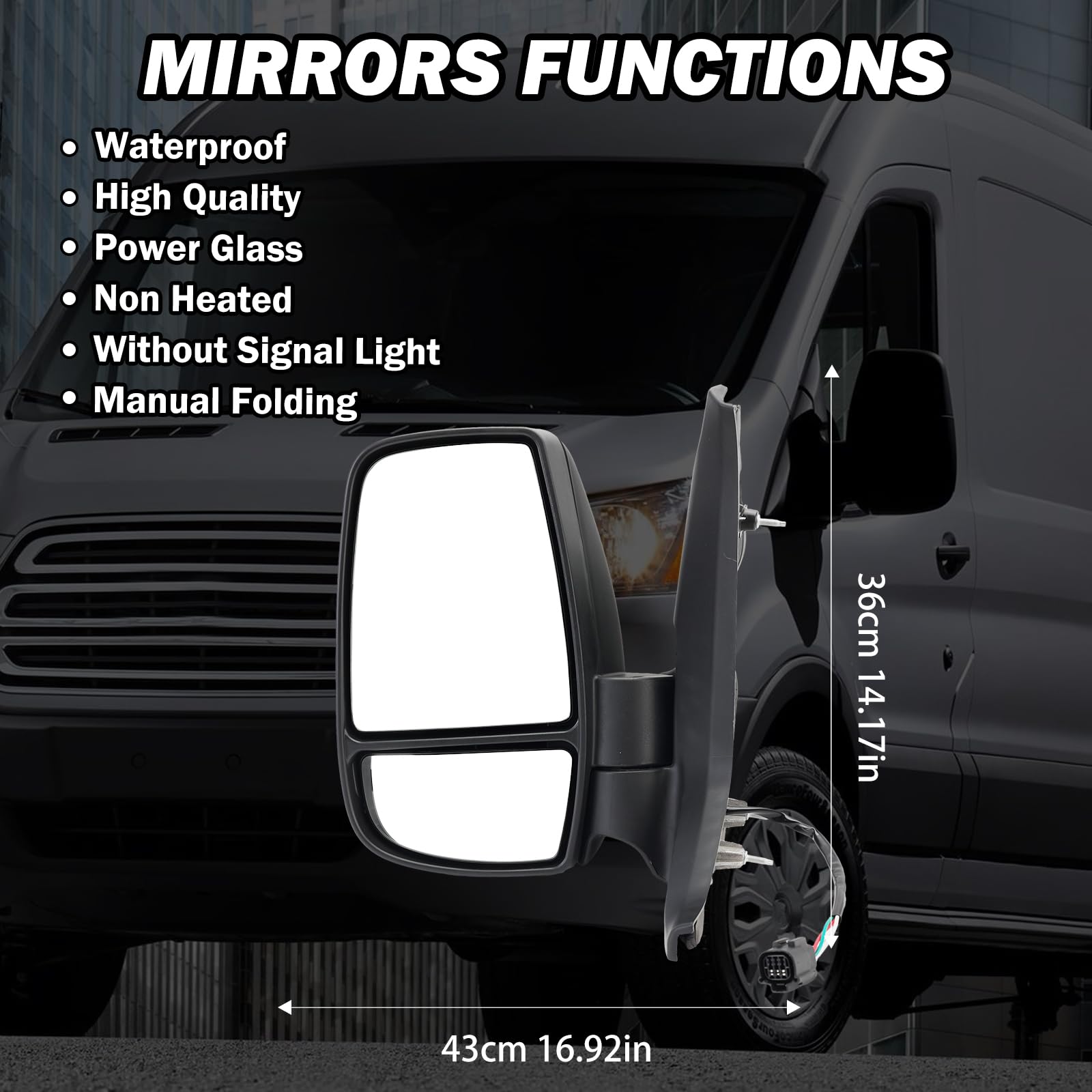 MOFOAP textured black finish mirror combines durability with a low-profile look.