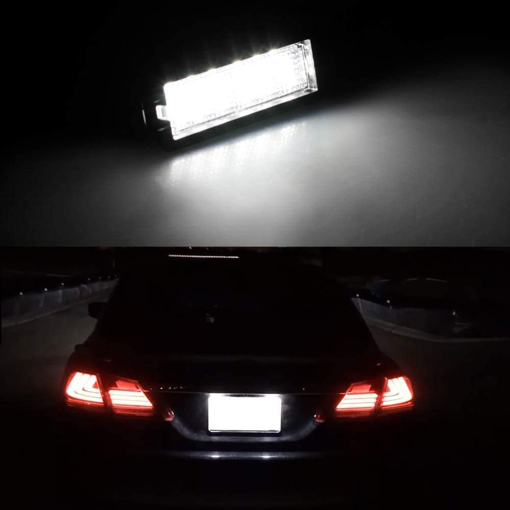MOFORKIT LED license plate light close-up showing 18 SMD LEDs and PC lens
