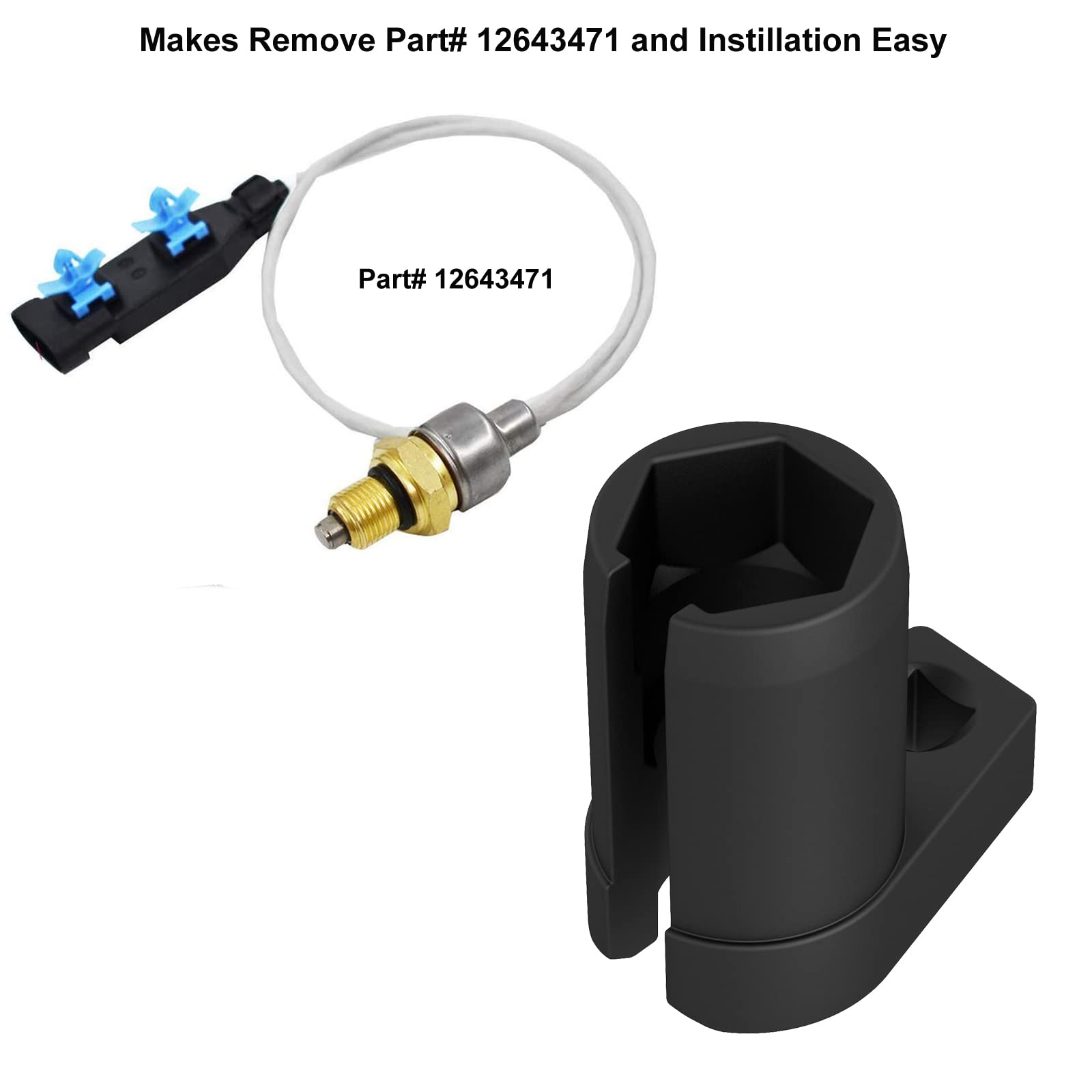 Split-design socket reaches tight turbo spaces safely.