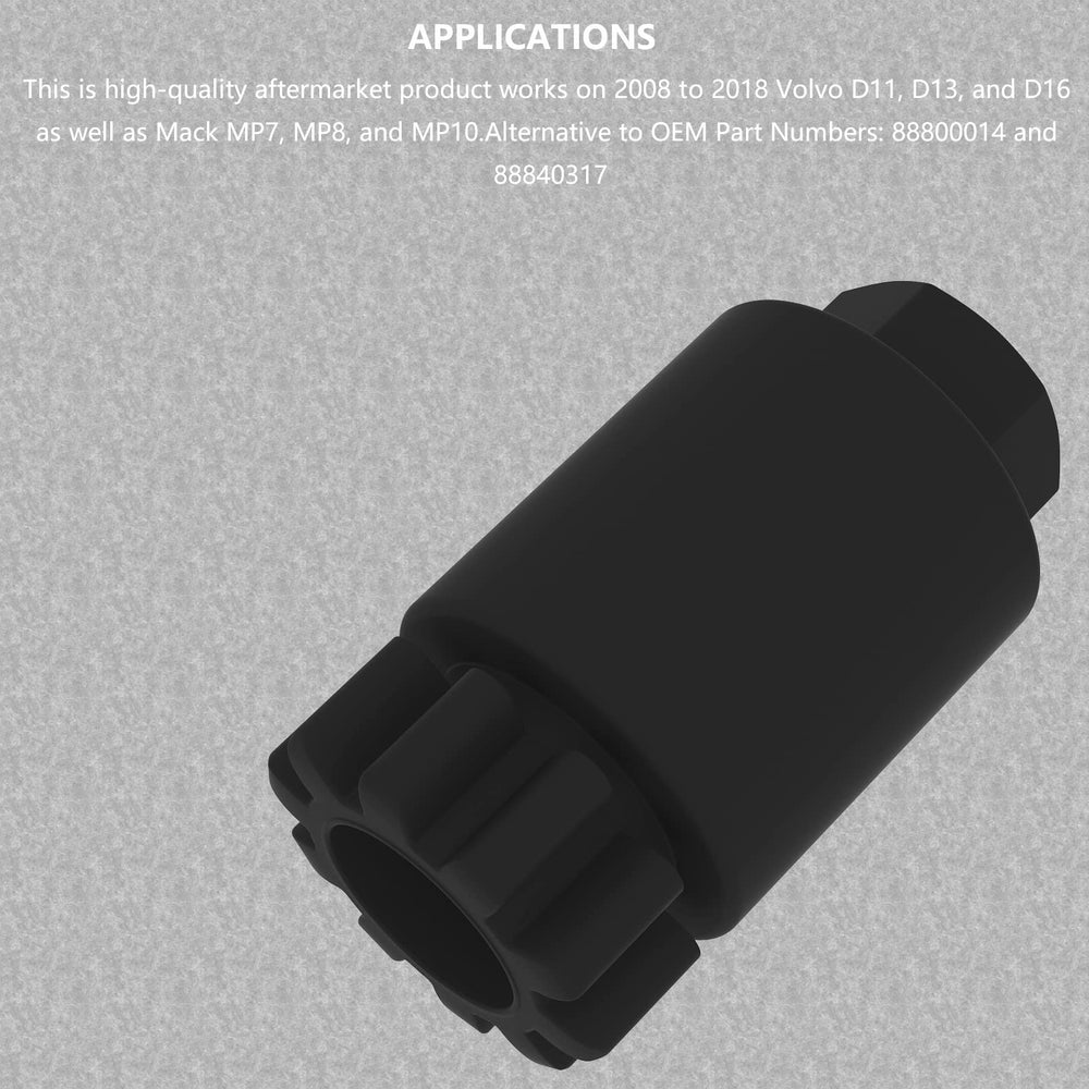 Moker flywheel barring tool for Volvo D13; rotation aid supports injector replacement