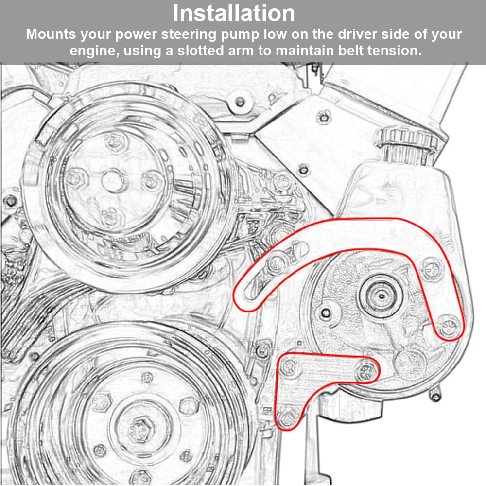 Moker SBC bracket side view showing compact low-mount design