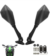 Mokuo foldable mirror for Ninja 250 ZX6R offering clear rear visibility on the road.
