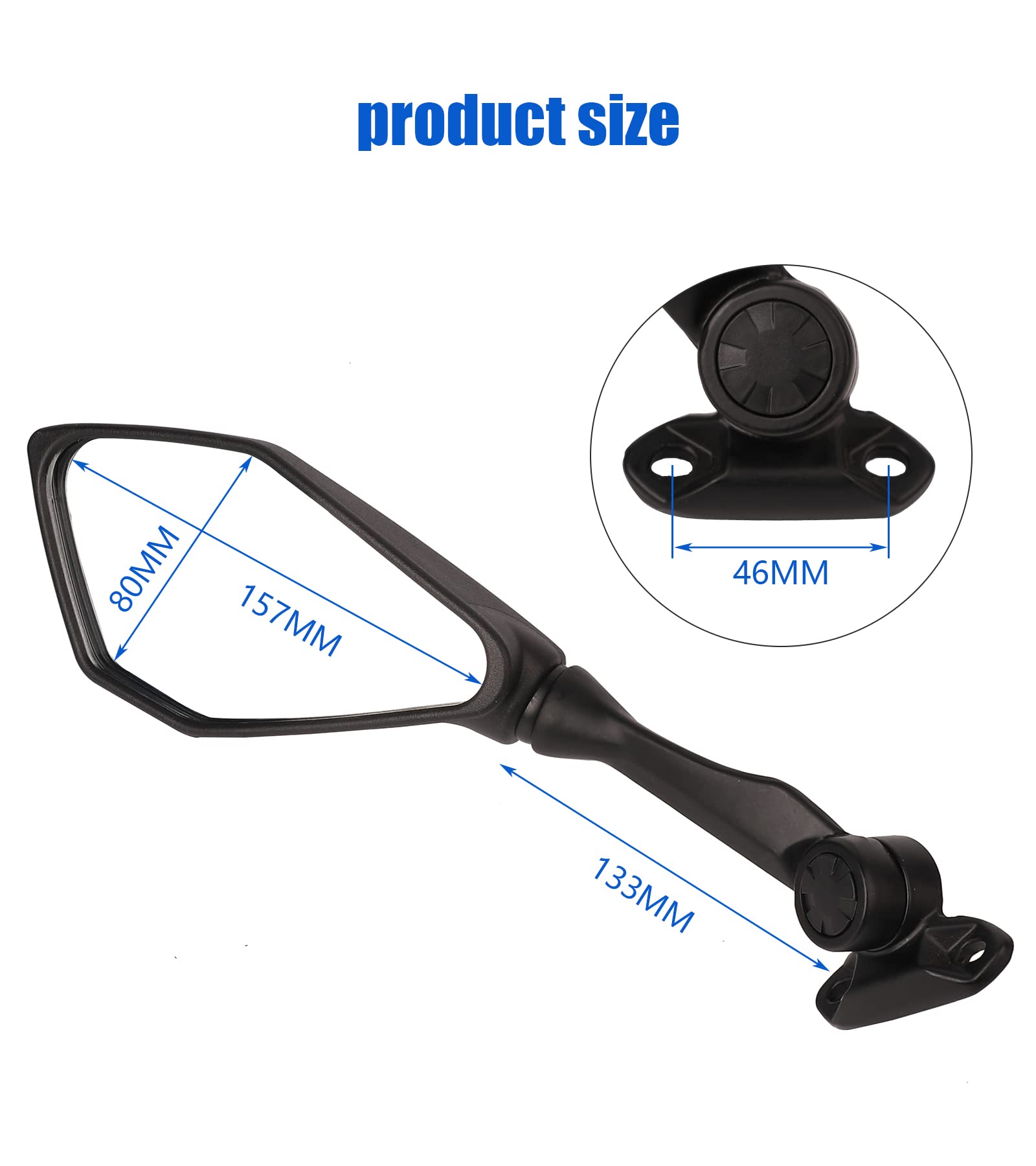 Mokuo rearview mirror with aluminum shaft provides sturdy mounting and durability.