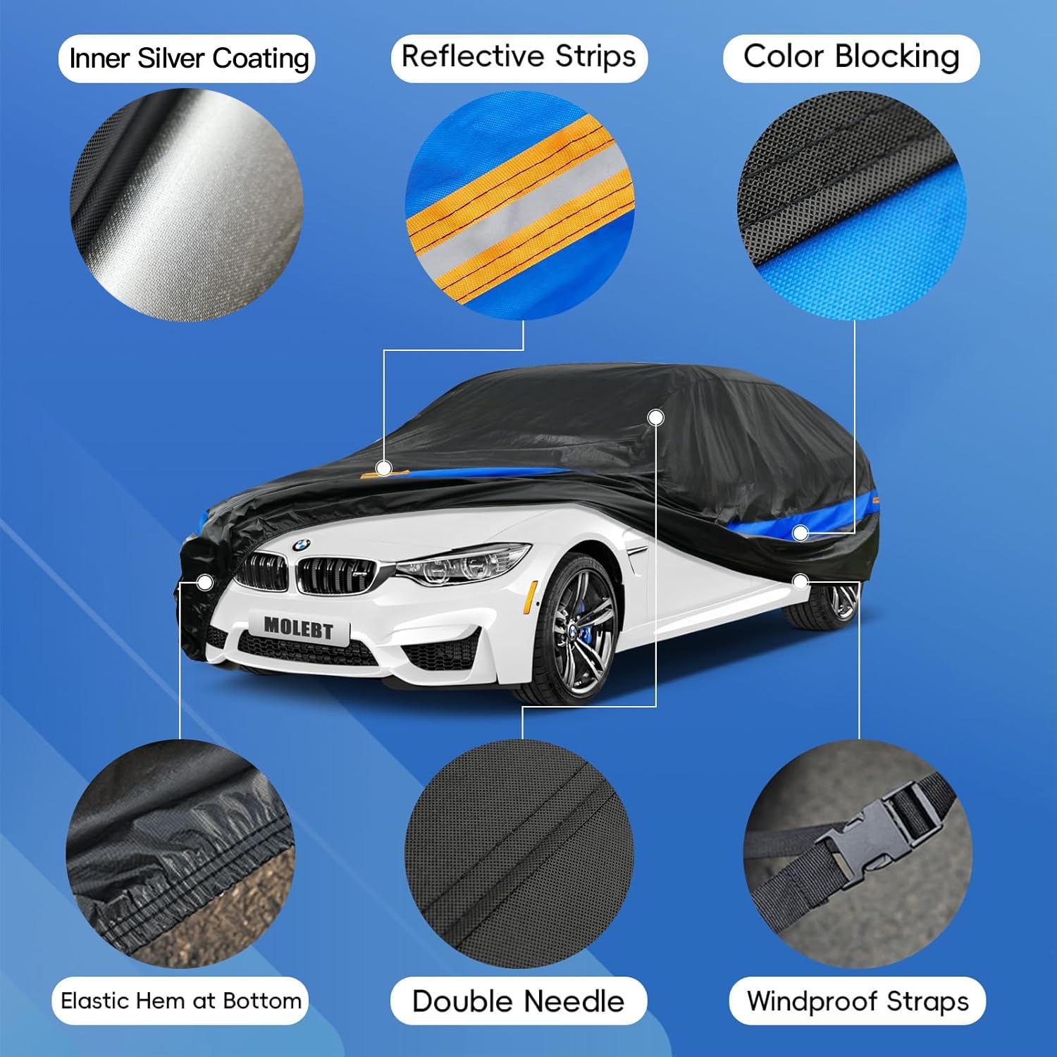 Molebt car cover windproof straps demonstrate secure hold on windy days.