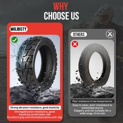 Molibisty 10x2.75-6.5 tire with PVR50 valve included for quick installation.
