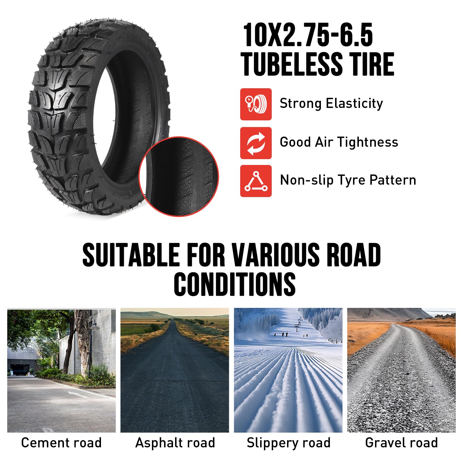 Molibisty tire compatible with Speedway, Dualtron, Hover-1 Alpha, Gotrax G4.