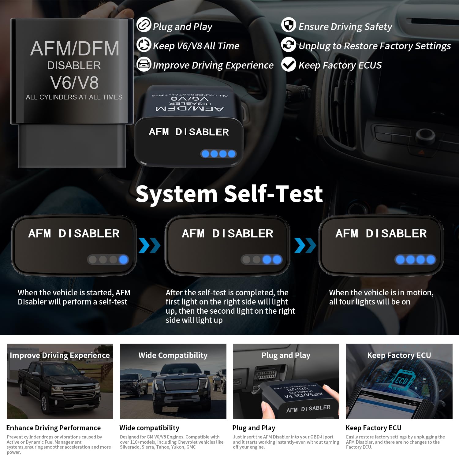 Momao AFM/DFM Disabler compatible with GM V6/V8 platforms.