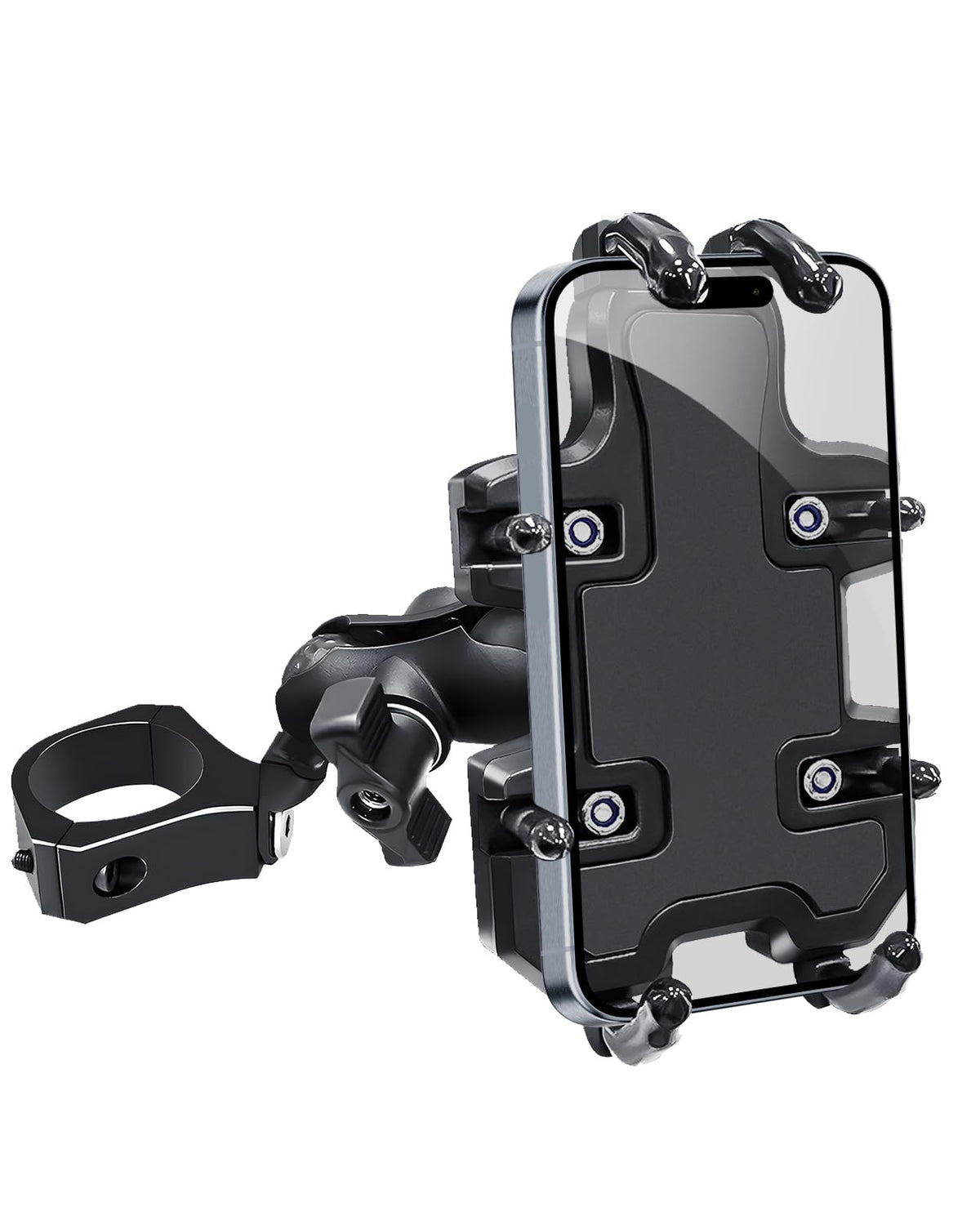 MOMI RAC GP UTV phone mount on roll cage with 360-degree adjustment for flexible viewing
