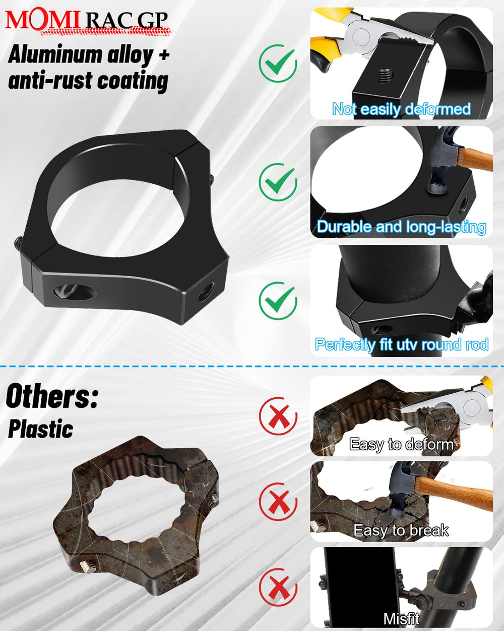 MOMI RAC GP aluminum base delivers rock-solid stability on rugged trails