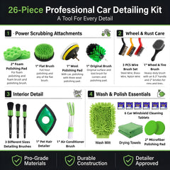 MONHL wire brushes nylon brass stainless tackle tough grime in rims and trims.
