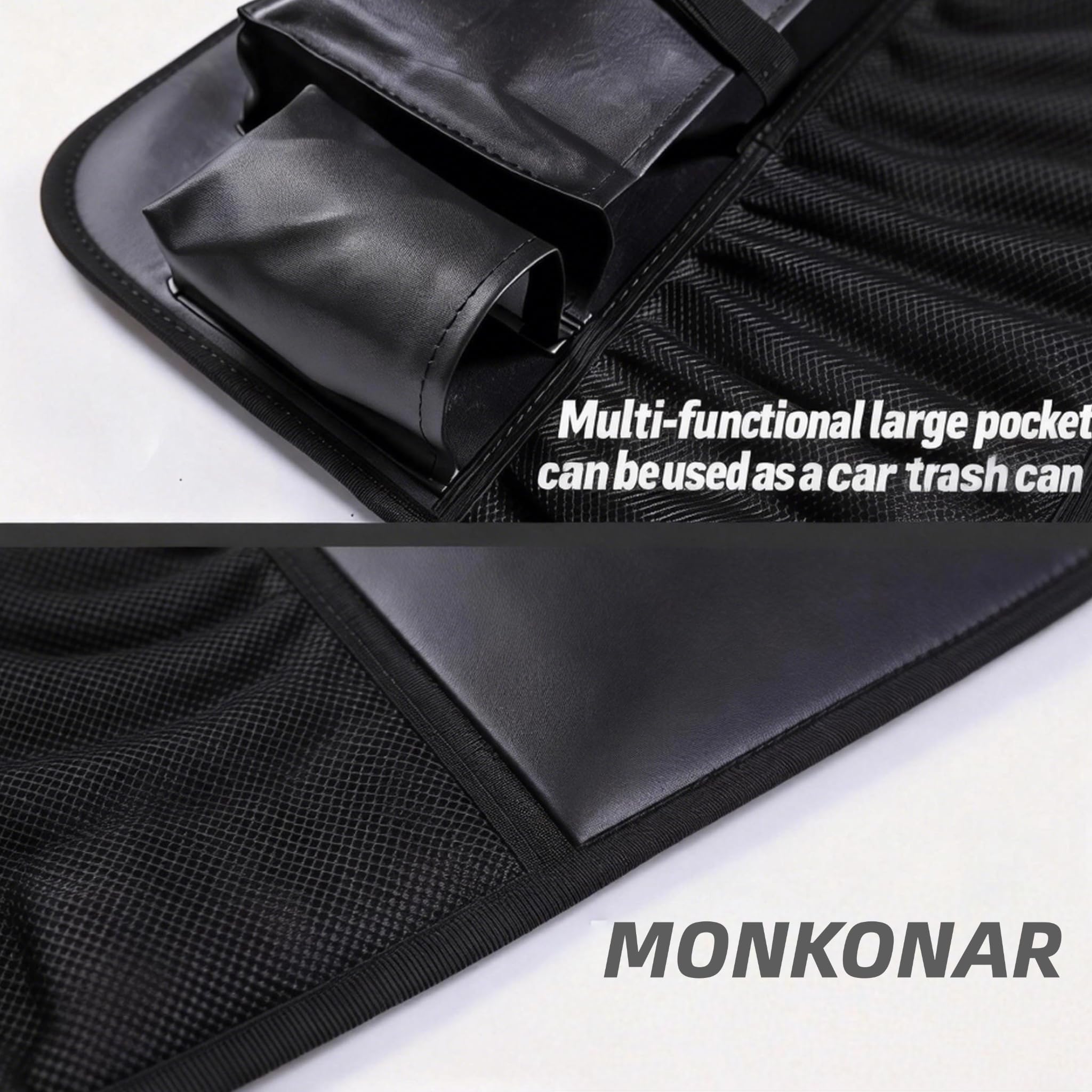 MONKONAR nine-pocket organizer keeps devices, bottles, and magazines within easy reach.